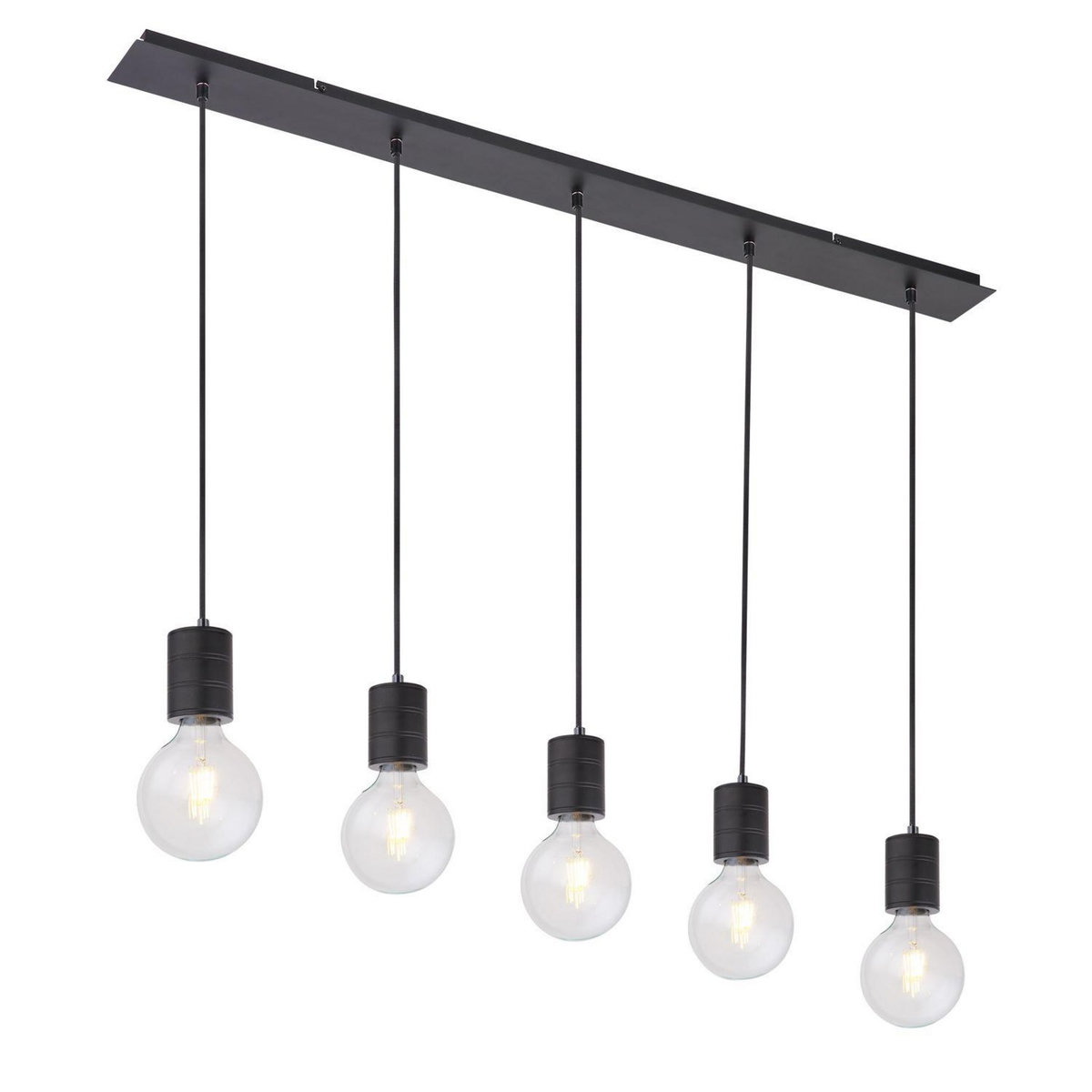 GLOBO Suspension design métal Hermine - 5 Ampoules - Noir