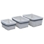 VIDAXL Ensemble de paniers gigognes 3 pcs Blanc Saule