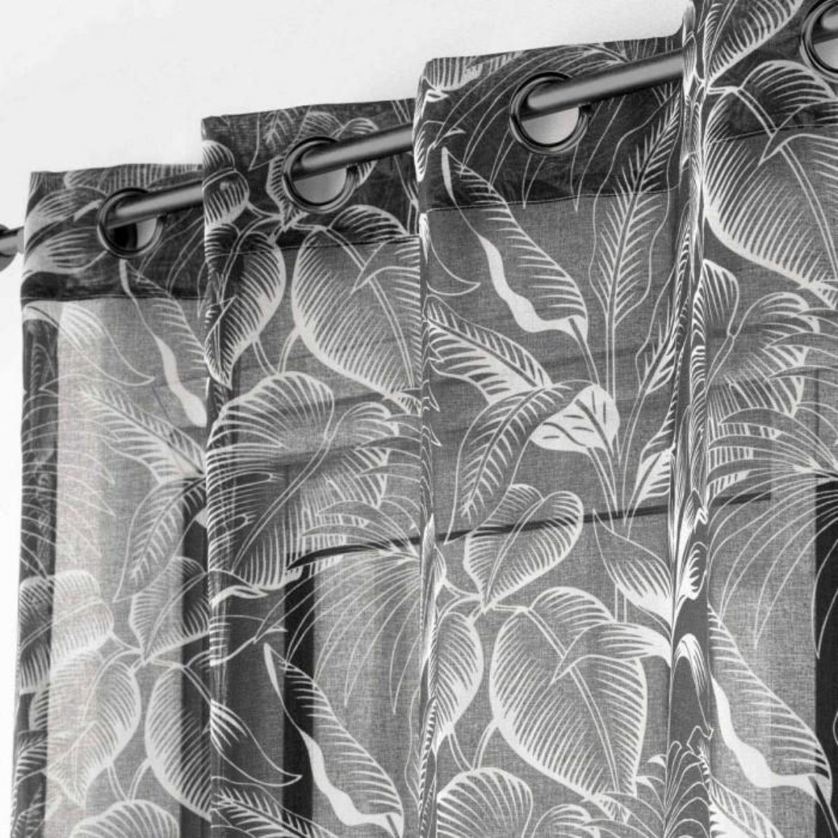 Paris Prix Rideau Voilage à Œillets Imprimé  Cabana  140x240cm Noir