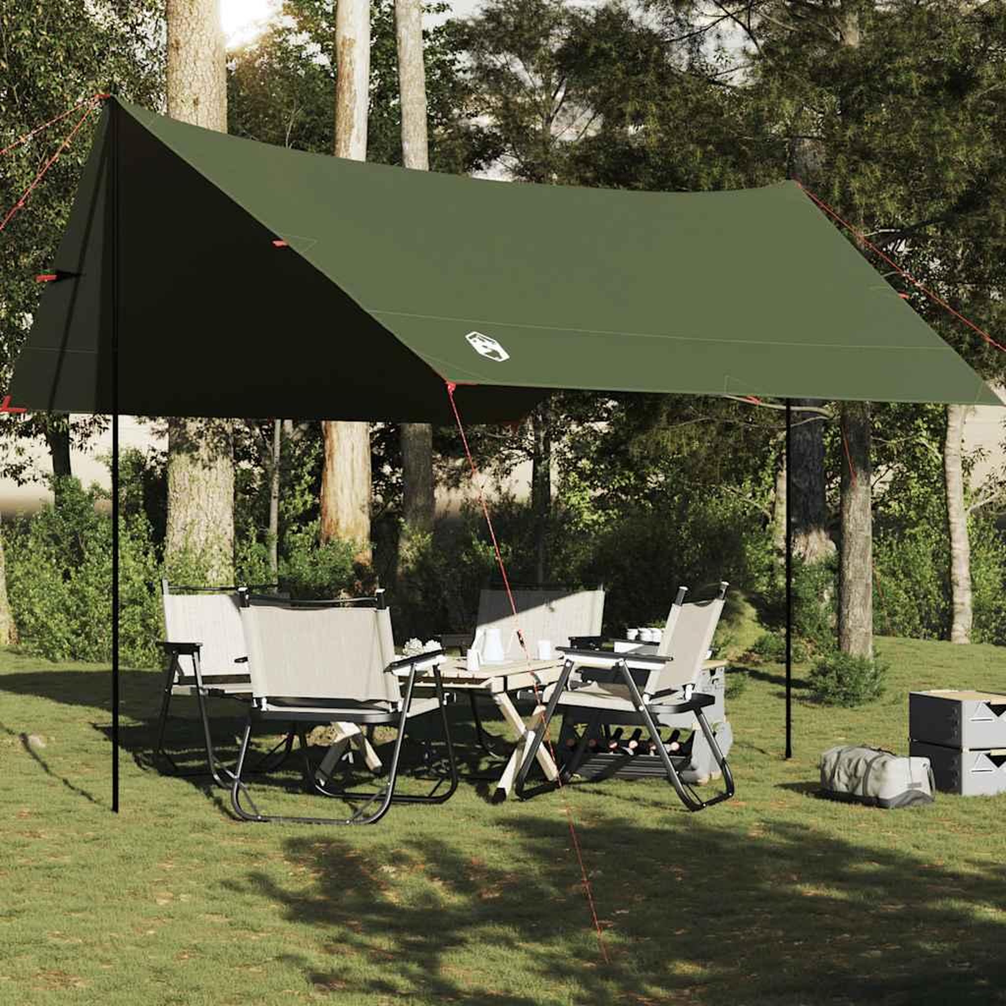 VIDAXL Bache de camping vert olive 438x376x212 cm impermeable