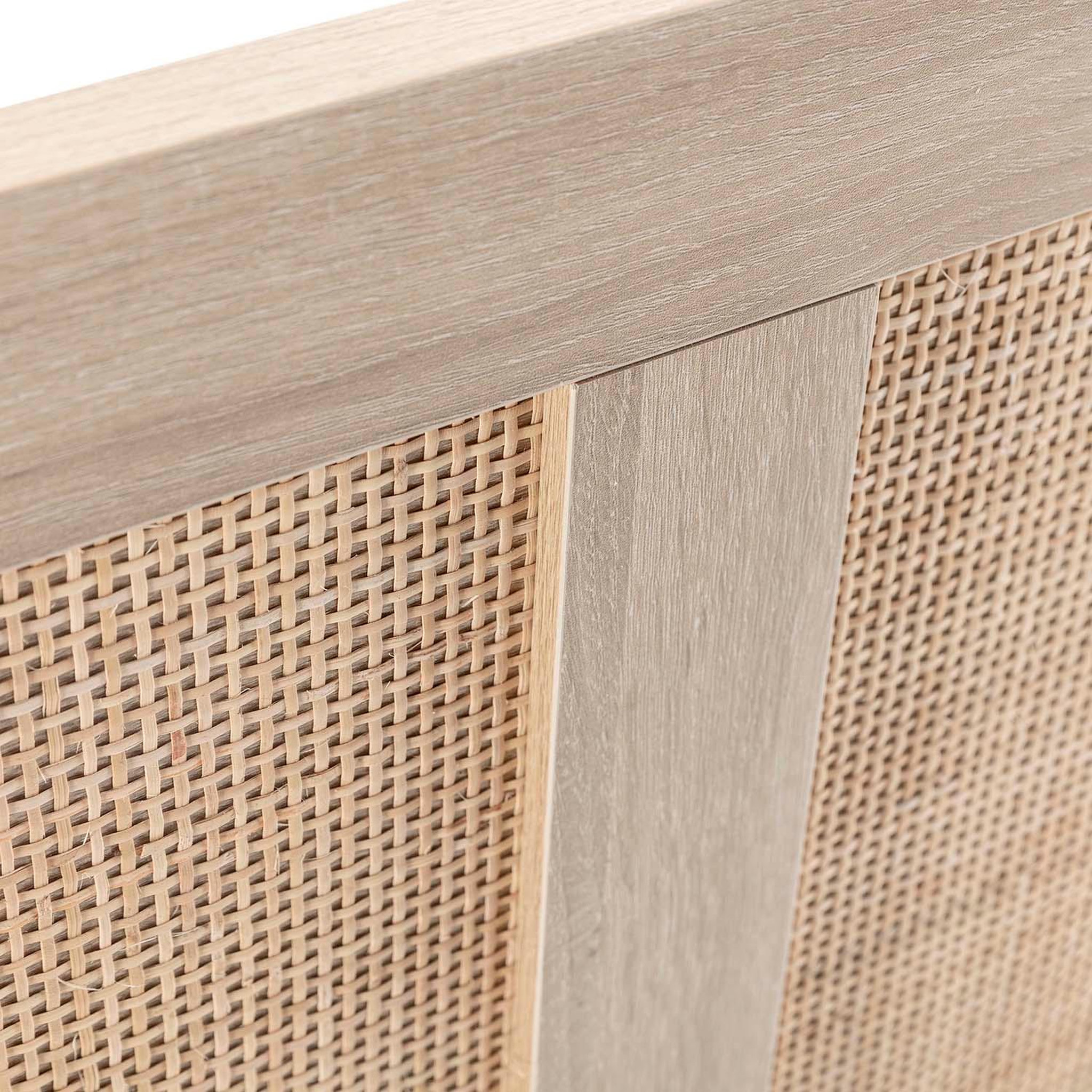 Voir la diapositive 5 : VS VENTA-STOCK Tête de lit Musa 145x65 cm couleur chêne, rotin naturel