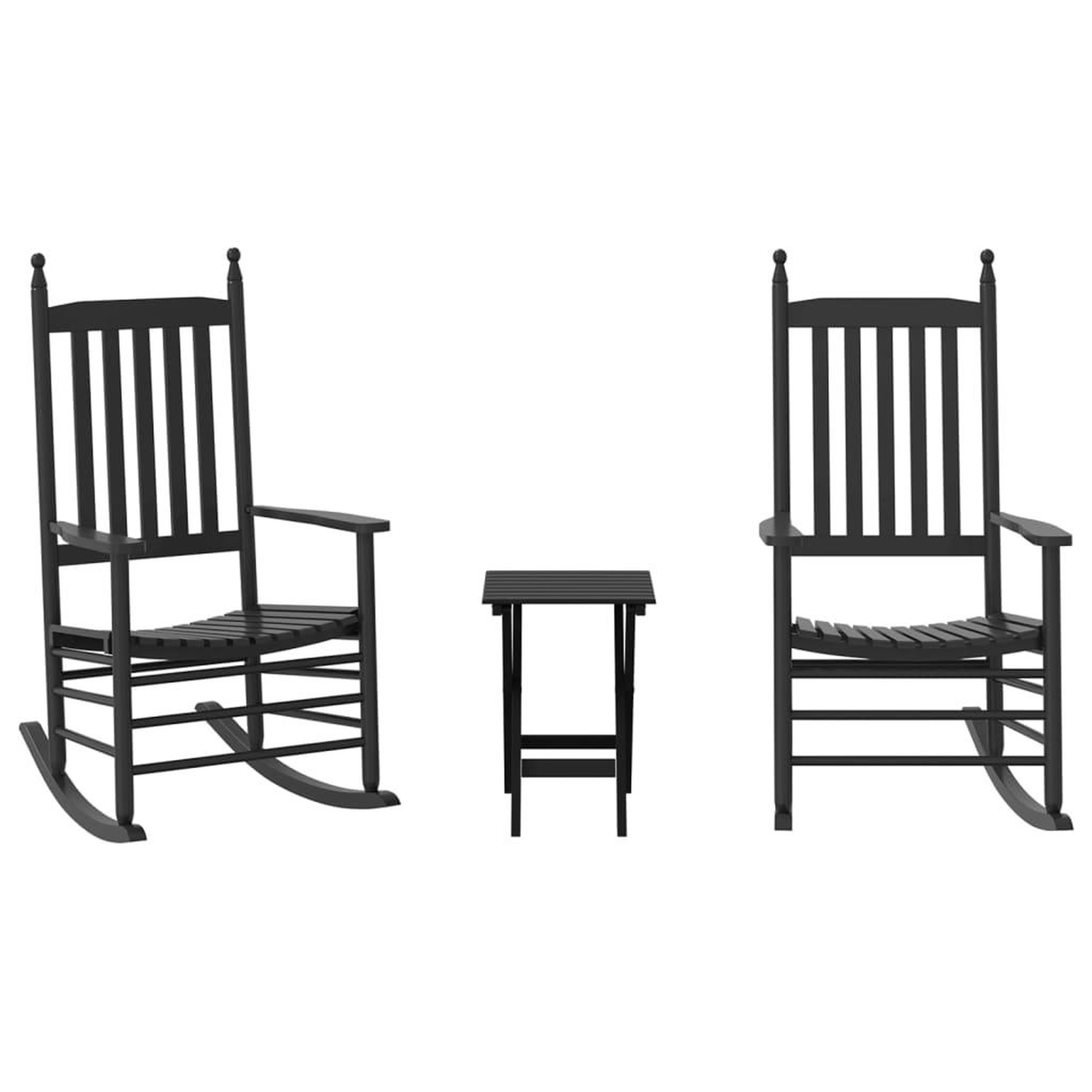 Voir la diapositive 2 : VIDAXL Chaises a bascule lot de 2 table pliable noir massif peuplier