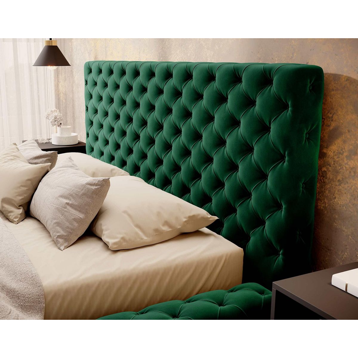 BEST MOBILIER Christiana - lit coffre - 160x200 - sommier inclus - en velours