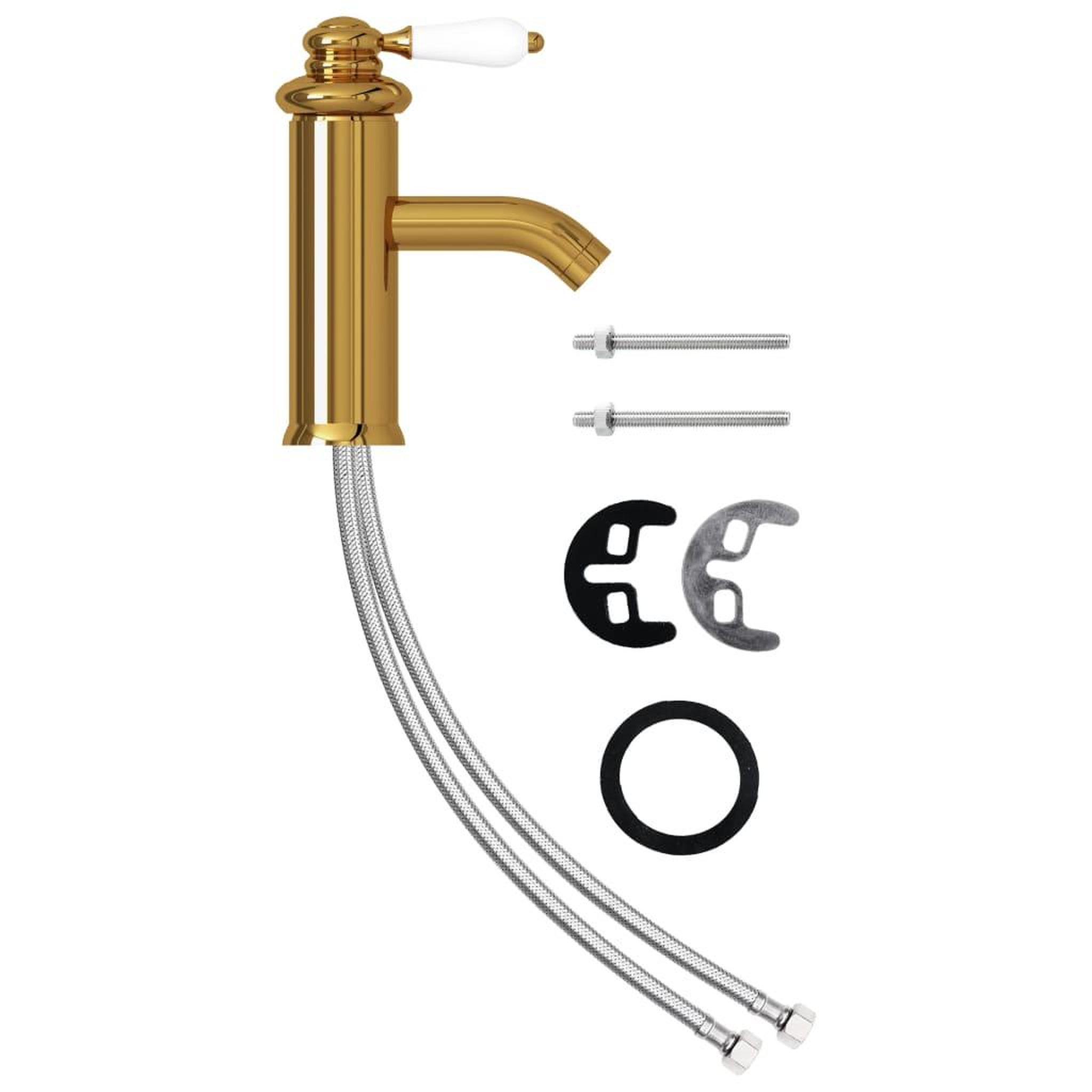 Voir la diapositive 1 : VIDAXL Robinet de lavabo de salle de bain Dore 130x180 mm