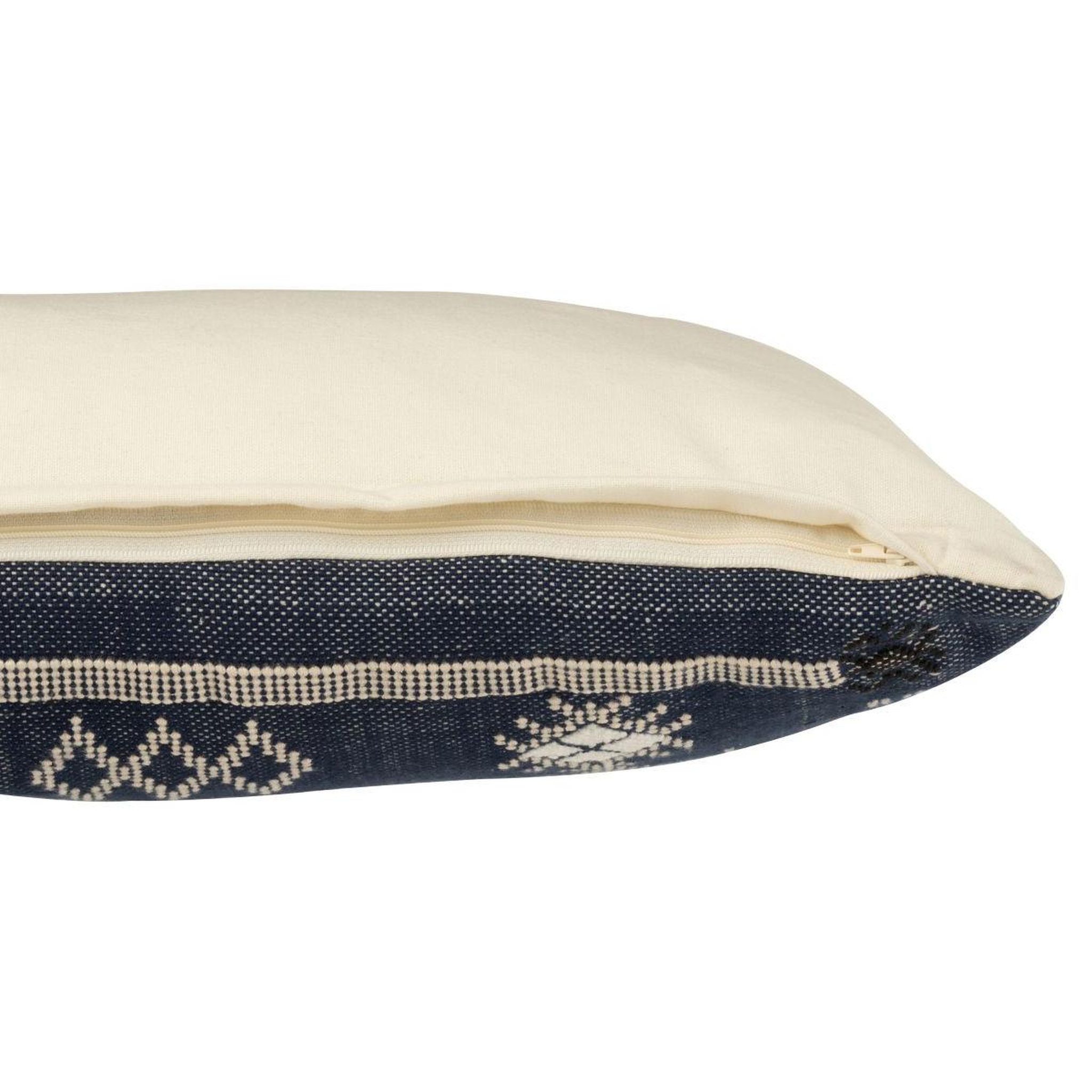 Voir la diapositive 2 : J-LINE Coussin déco en coton  ethique  35x100cm bleu foncé