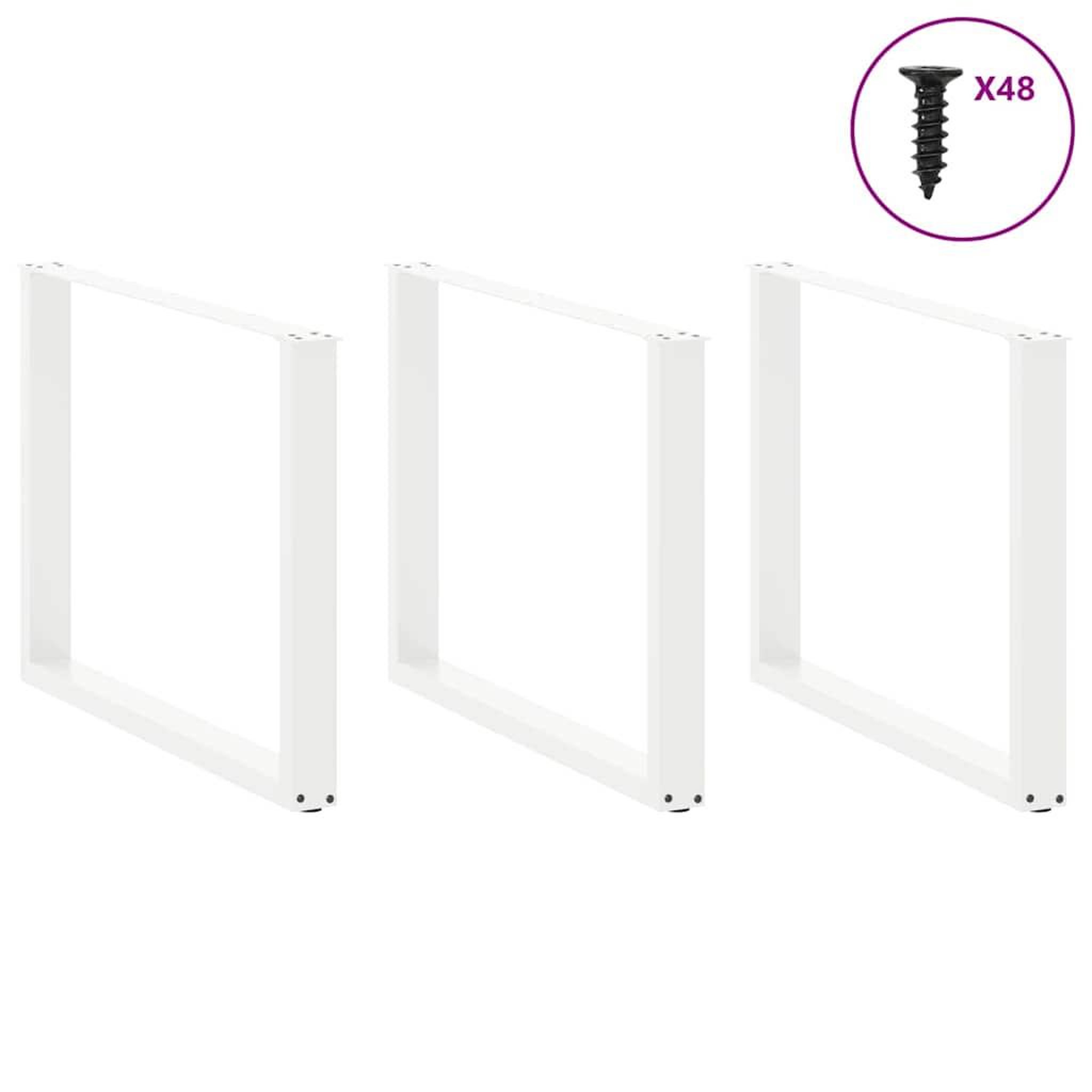 Voir la diapositive 3 : VIDAXL Pieds de table a manger forme de U 2 pcs blanc 100x(72-73) cm