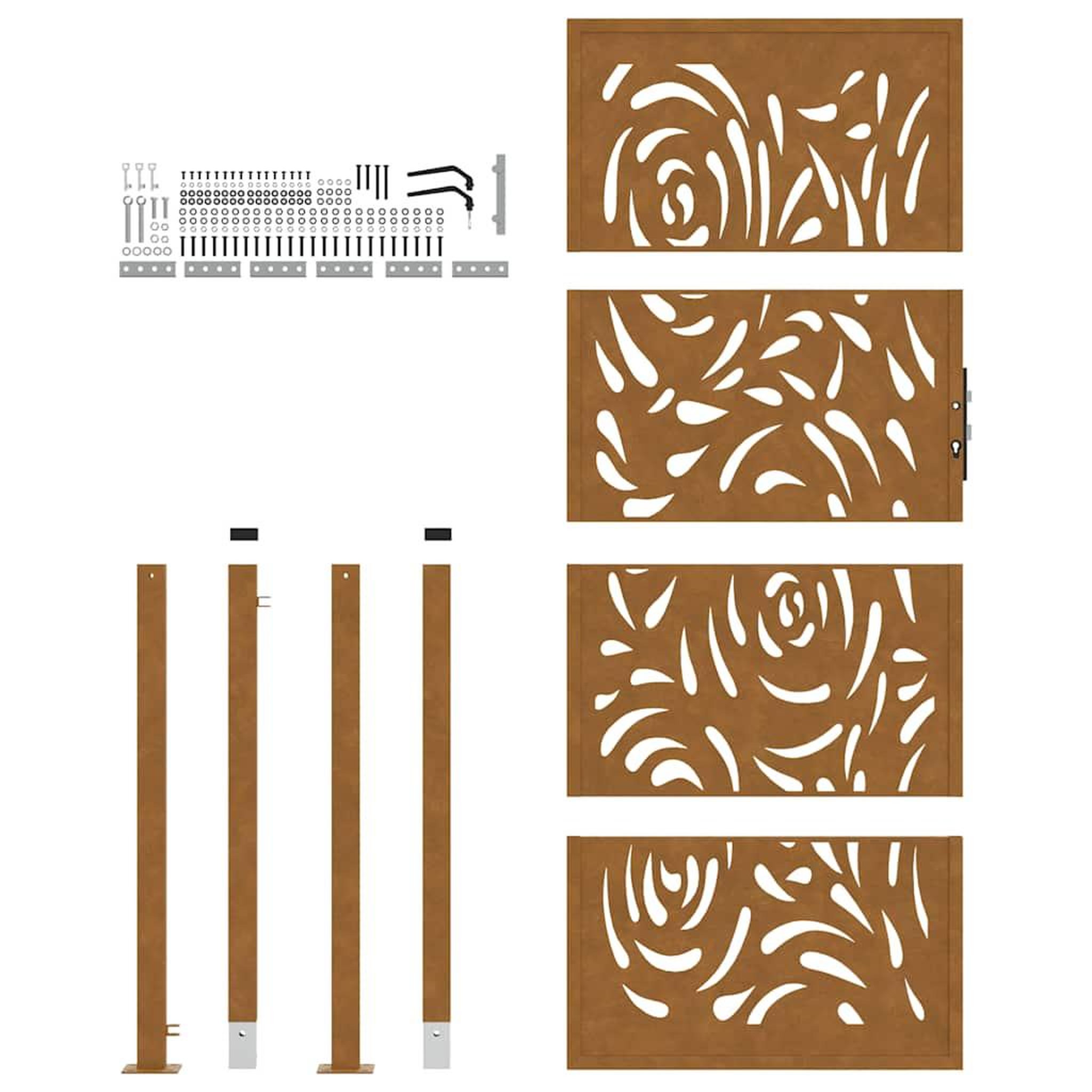 Voir la diapositive 5 : VIDAXL Porte de jardin acier resistant aux intemperies design flamme
