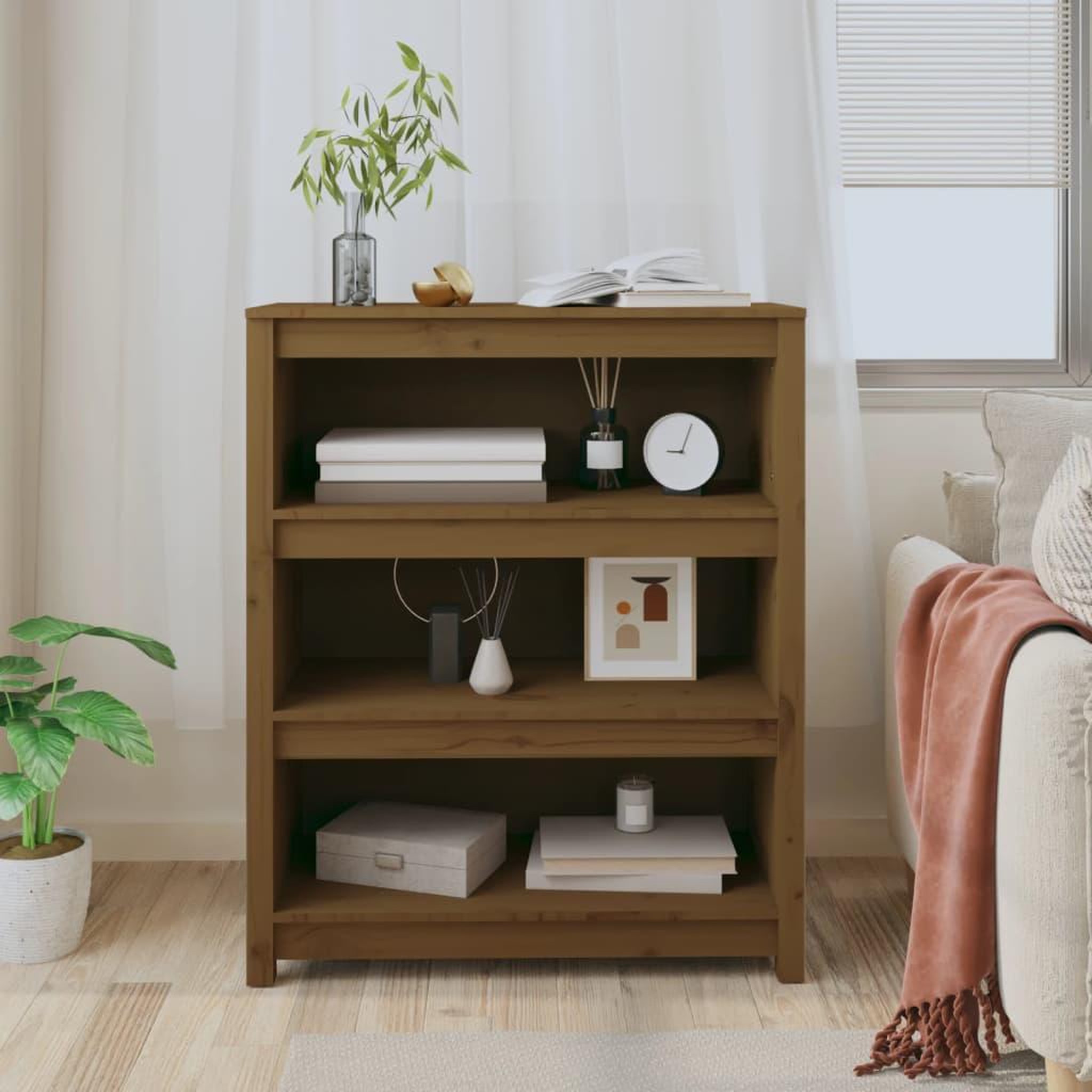 Voir la diapositive 3 : VIDAXL Bibliotheque Marron miel 80x35x97 cm Bois de pin massif