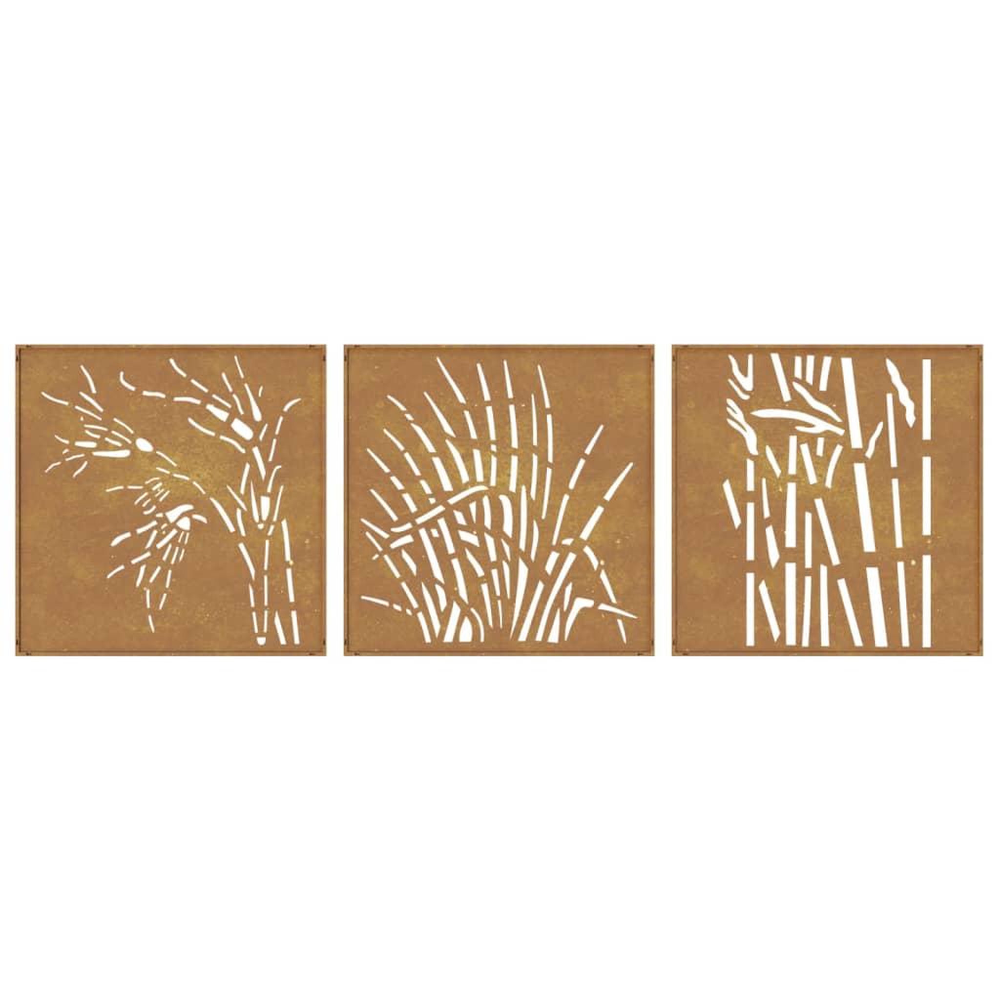 Voir la diapositive 5 : VIDAXL Decorations murales jardin 3 pcs 55x55 cm design d'herbe