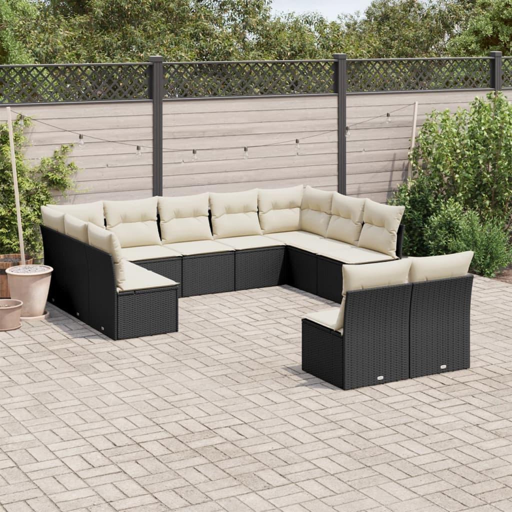 VIDAXL Salon de jardin 11 pcs avec coussins noir resine tressee