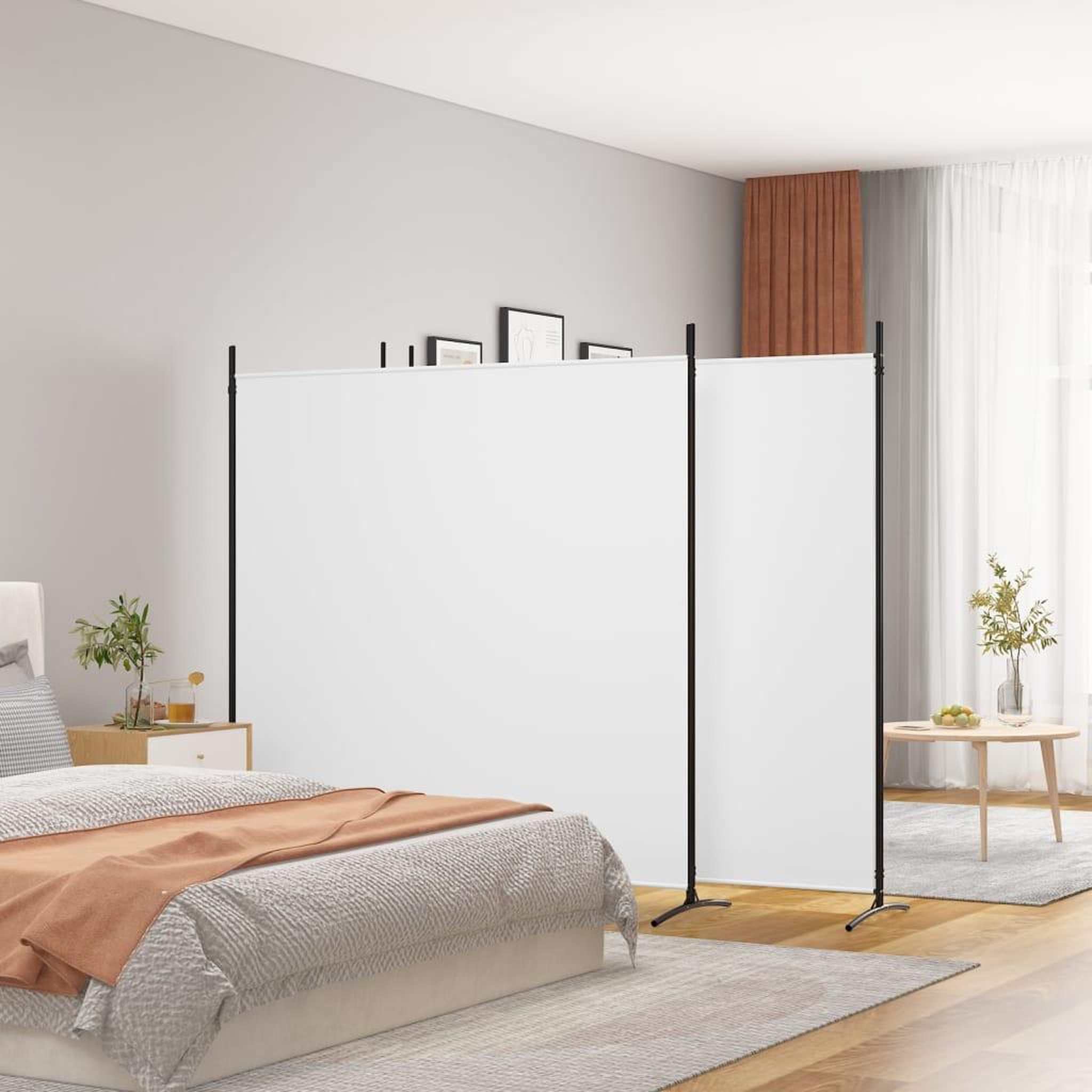 Voir la diapositive 1 : VIDAXL Cloison de separation 4 panneaux Blanc 698x180 cm Tissu