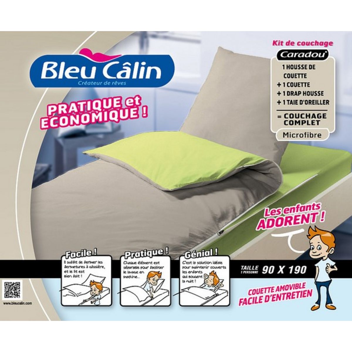 BLEUCALIN Ensemble de couchage prêt à dormir avec couette Caradou