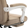 Voir la diapositive 6 : HOMCOM Fauteuil de bureau manager grand confort repose-pied tétière intégrés dossier inclinable lin beige