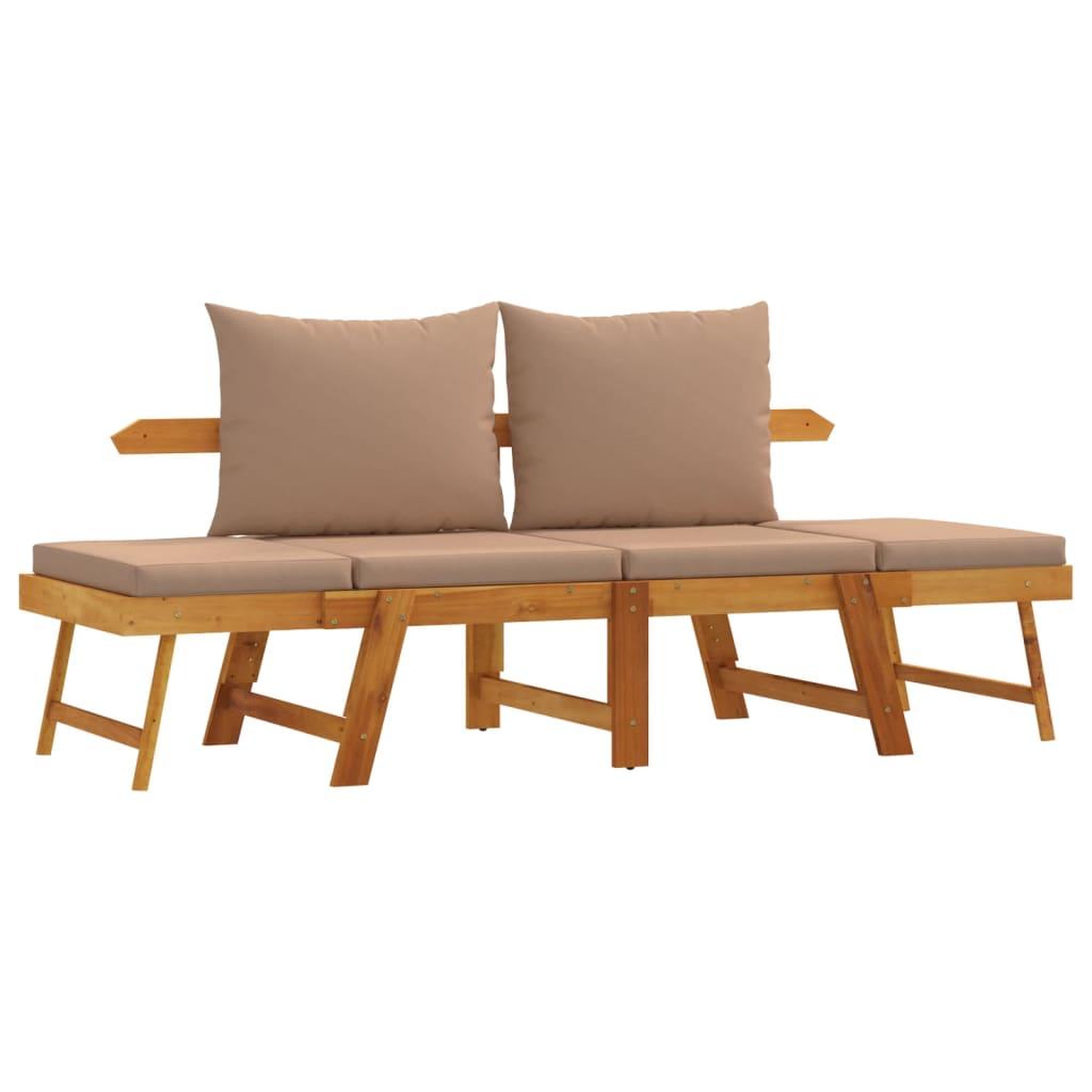 Voir la diapositive 2 : VIDAXL Banc de jardin avec coussins 2 en 1 bois d'acacia massif