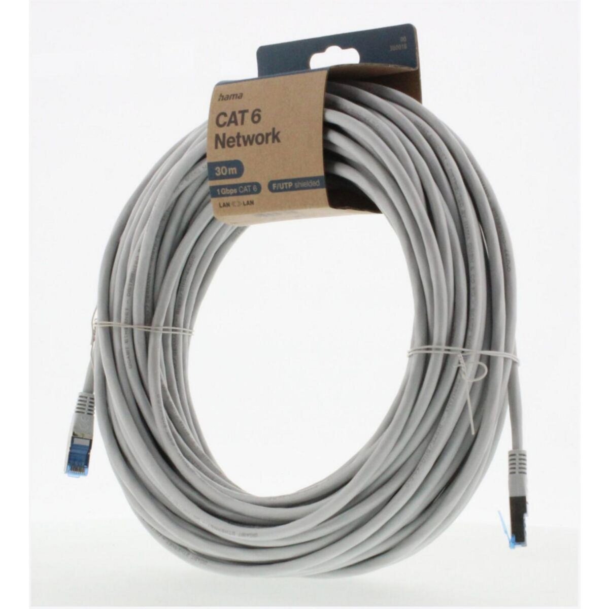 Hama Câble Ethernet 30M Droit CAT6 Gris