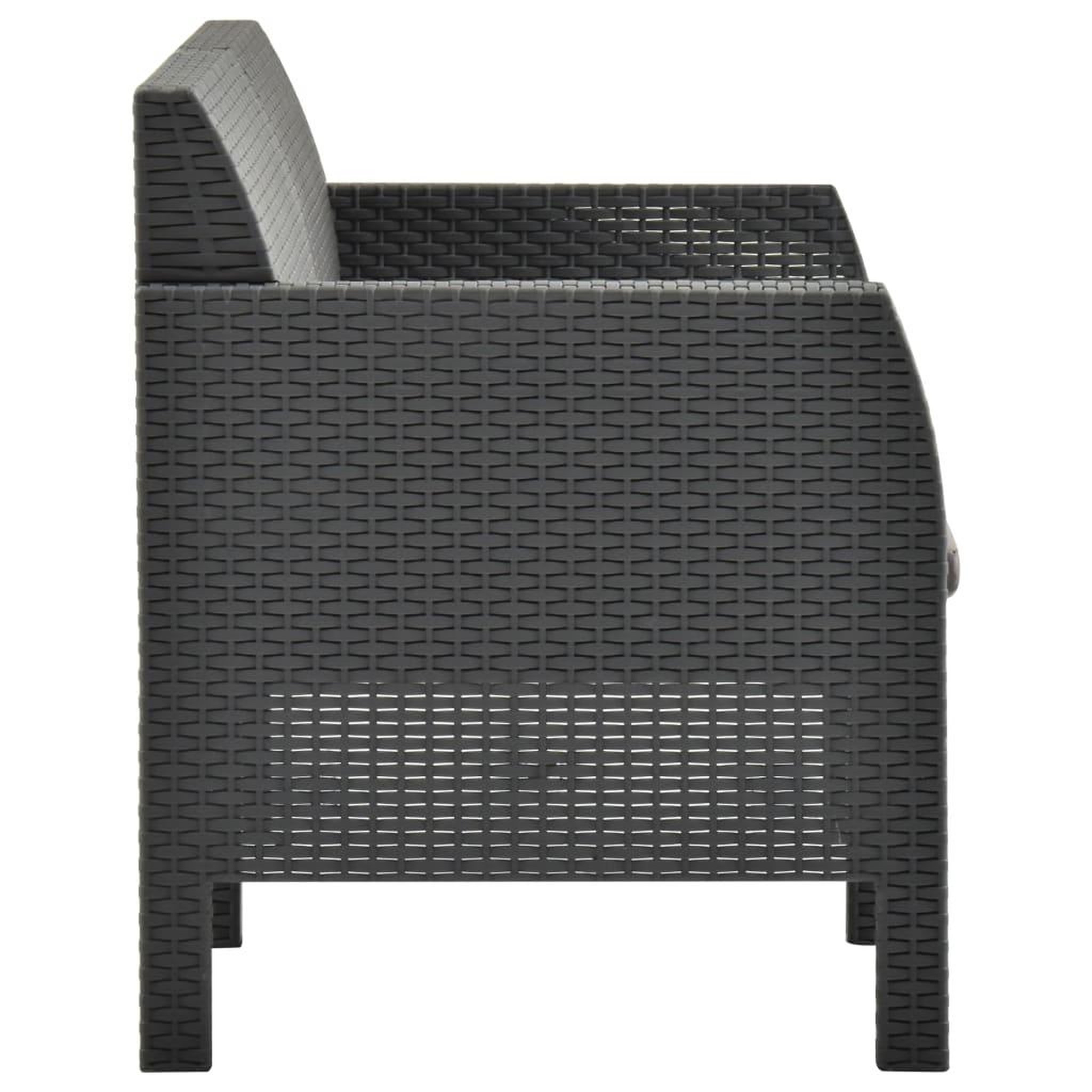 Voir la diapositive 5 : VIDAXL Salon de jardin 4 pcs avec coussins PP Rotin Anthracite