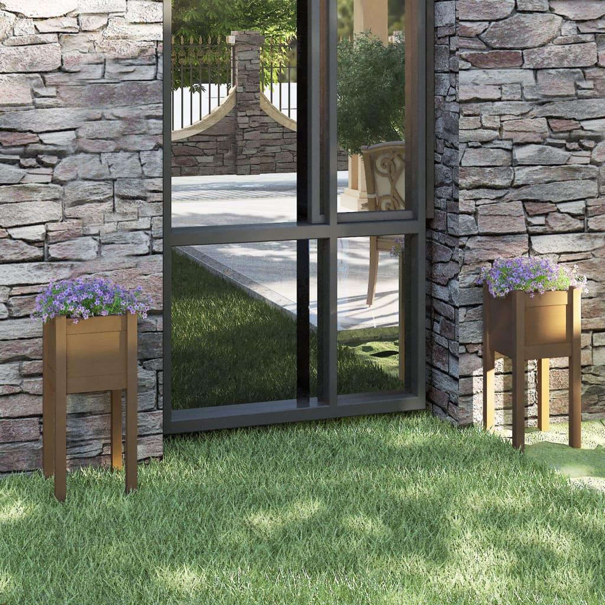 Voir la diapositive 1 : VIDAXL Jardinieres d'exterieur 2 pcs Marron miel 31x31x70cm Pin massif