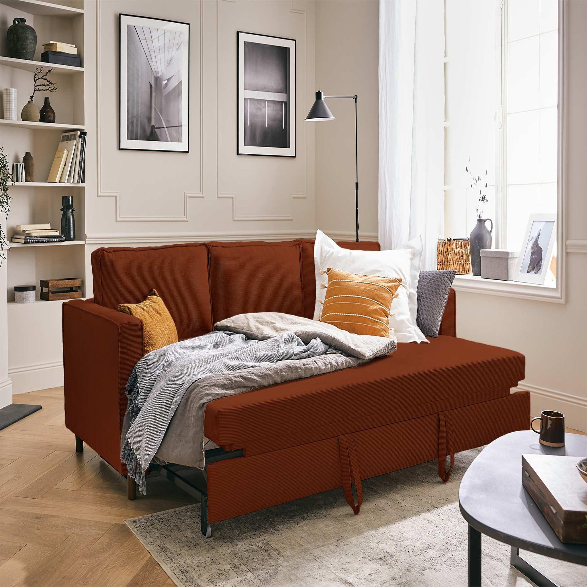 Voir la diapositive 2 : LISA DESIGN Jake - canapé 3 places - convertible - en velours côtelé
