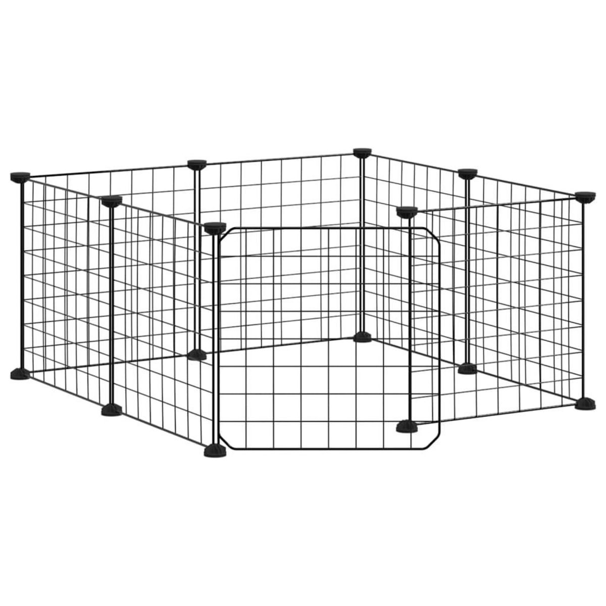 VIDAXL Cage animaux de compagnie a 8 panneaux et porte Noir 35x35 cm
