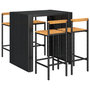 Voir la diapositive 3 : VIDAXL Ensemble de bar jardin 5 pcs noir poly rotin/bois massif acacia