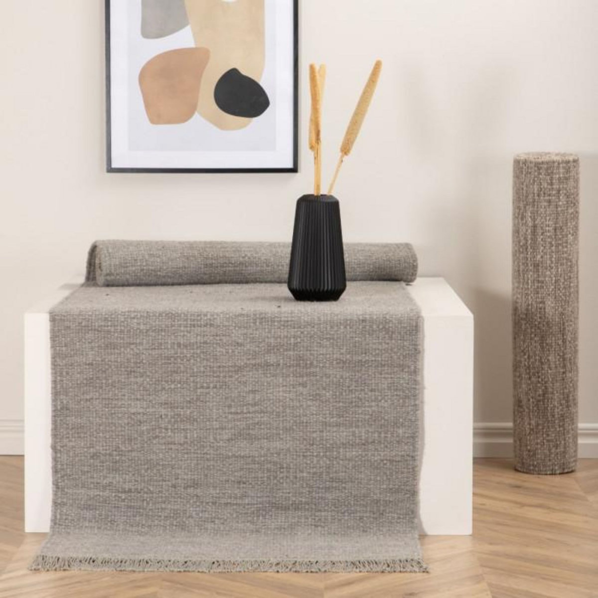 Paris Prix Tapis Design en Laine  Cyrus  80x250cm Gris