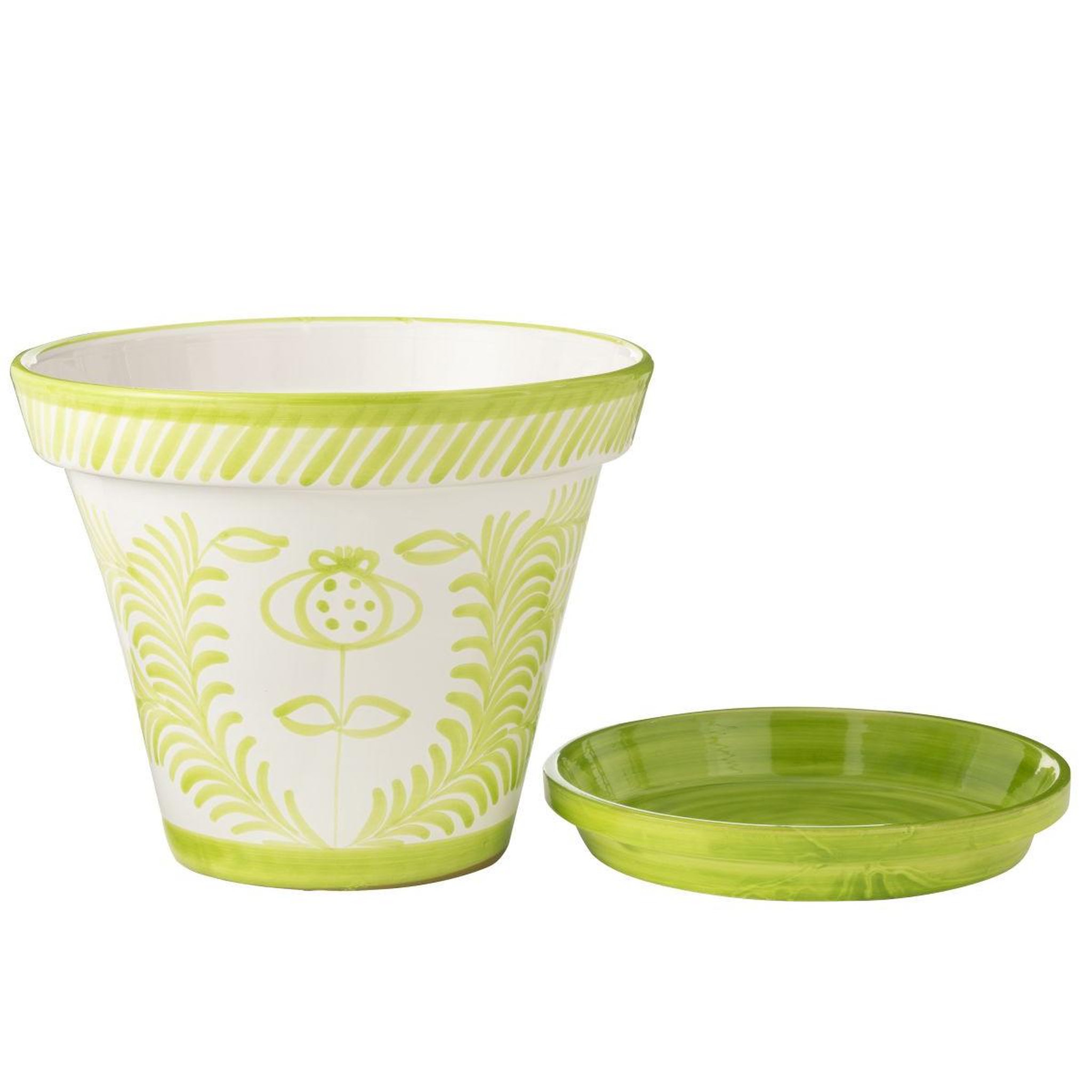 Voir la diapositive 2 : J-LINE Pot avec soucoupe en céramique  granada  50cm vert