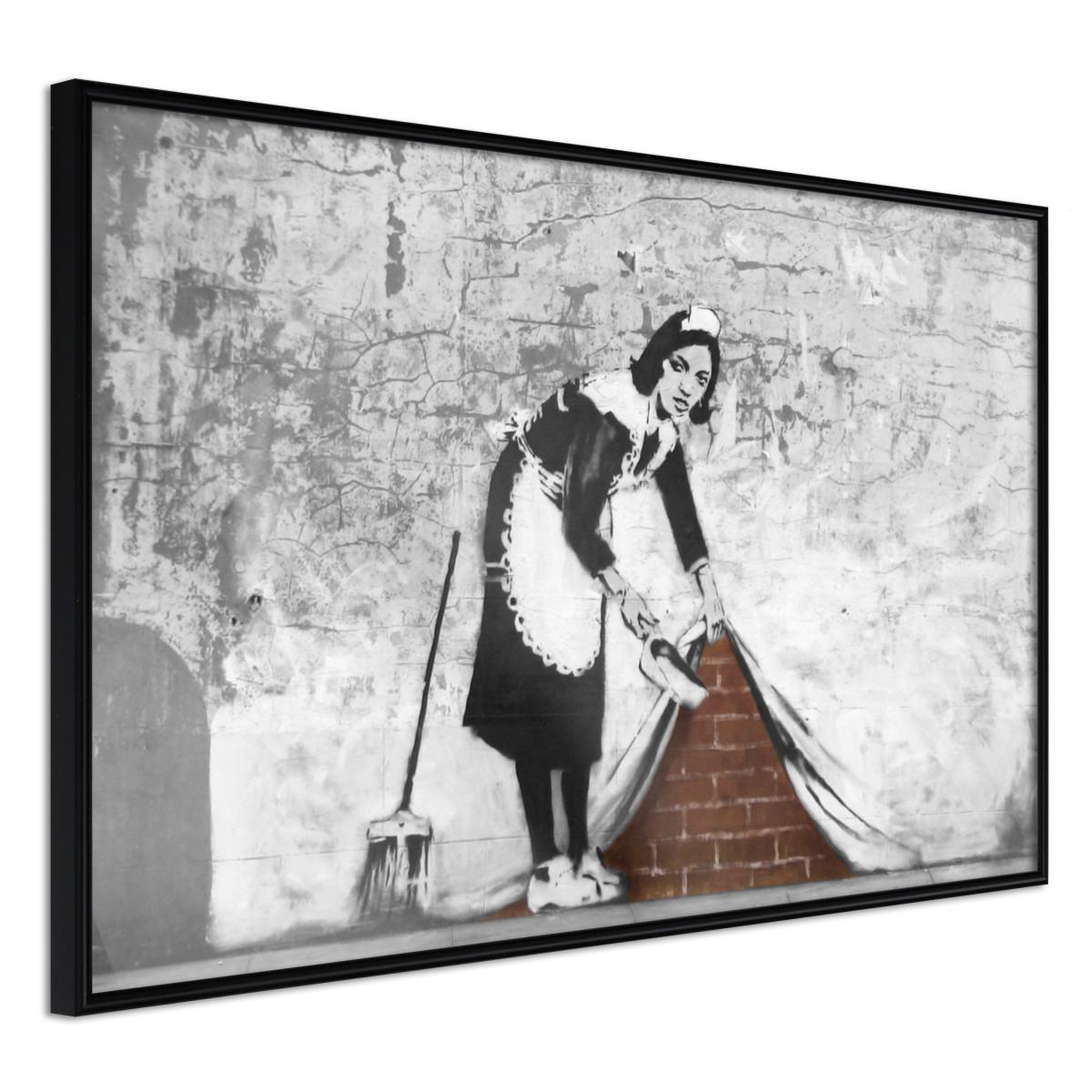 Paris Prix Affiche murale encadrée  banksy sweep it under the carpet. Coloris disponibles : Noir, Jaune