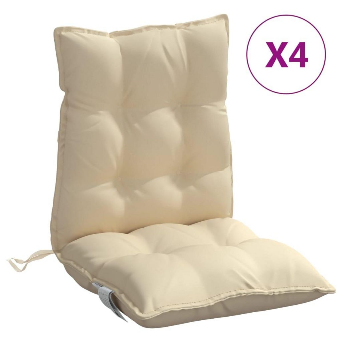 VIDAXL Coussins de chaise a dossier bas lot de 4 beige tissu oxford