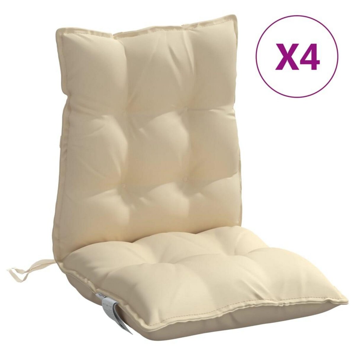 VIDAXL Coussins de chaise a dossier bas lot de 4 beige tissu oxford