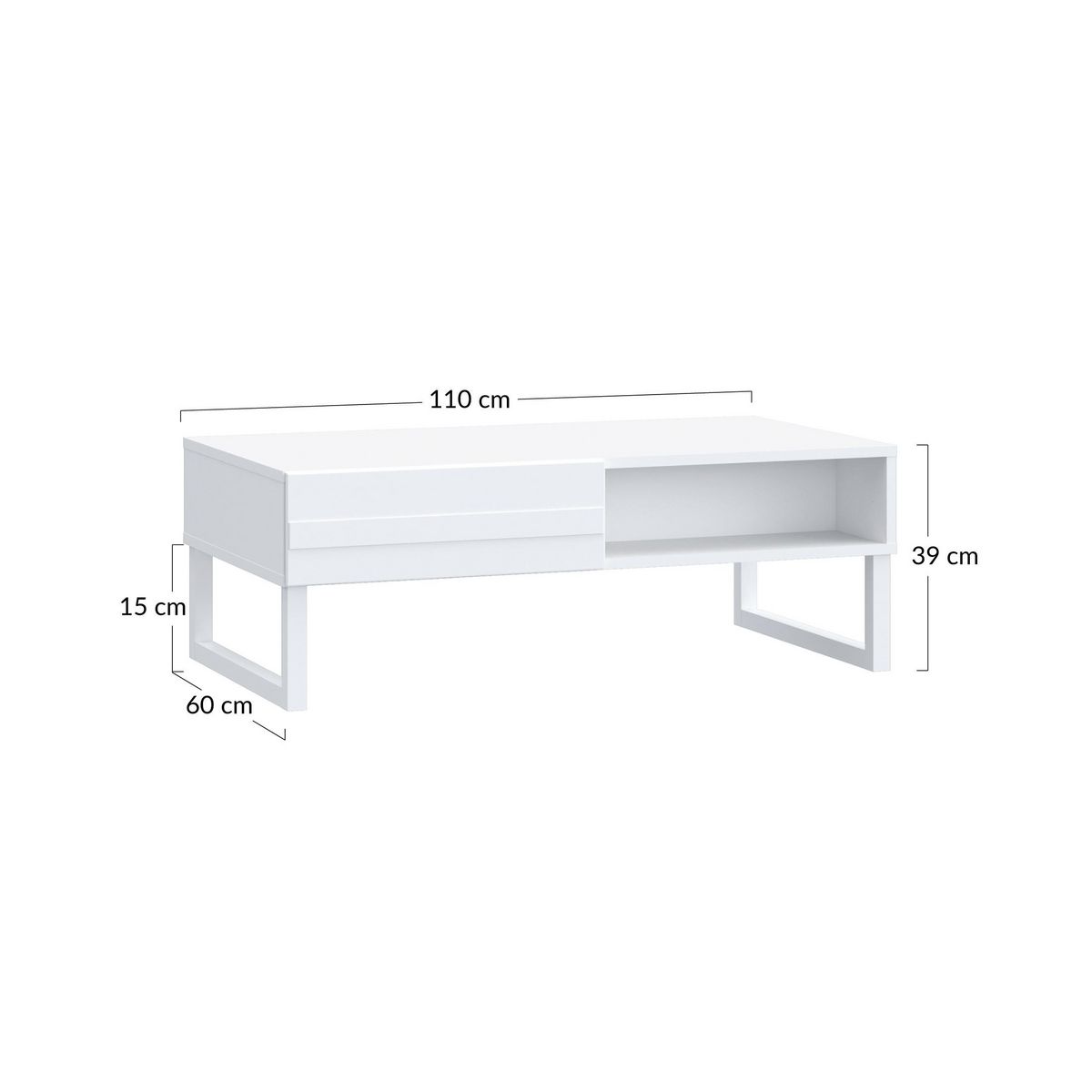 BEST MOBILIER Sofia - table basse - blanc mat - 1 niche - 110 cm