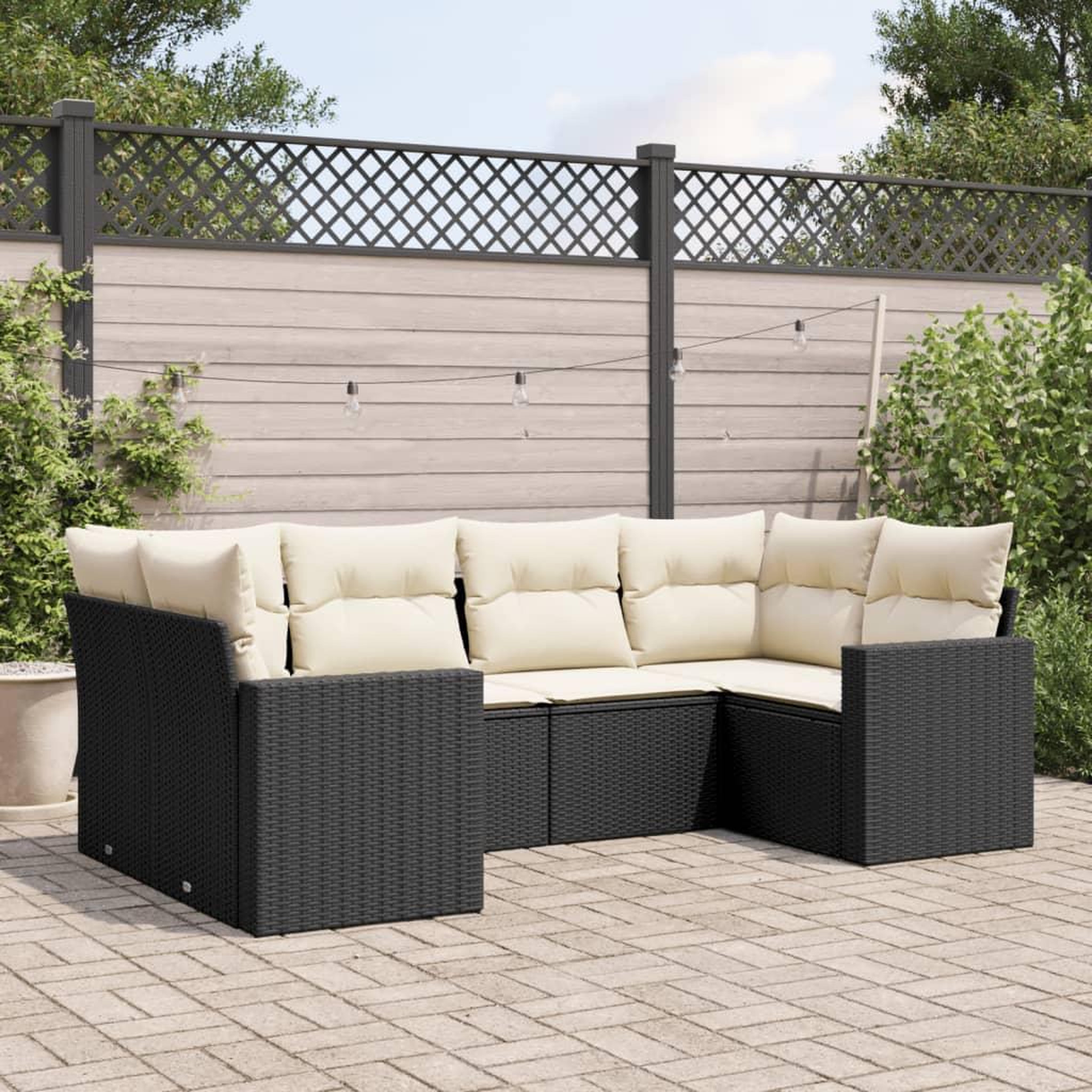 VIDAXL Salon de jardin 6 pcs avec coussins noir resine tressee