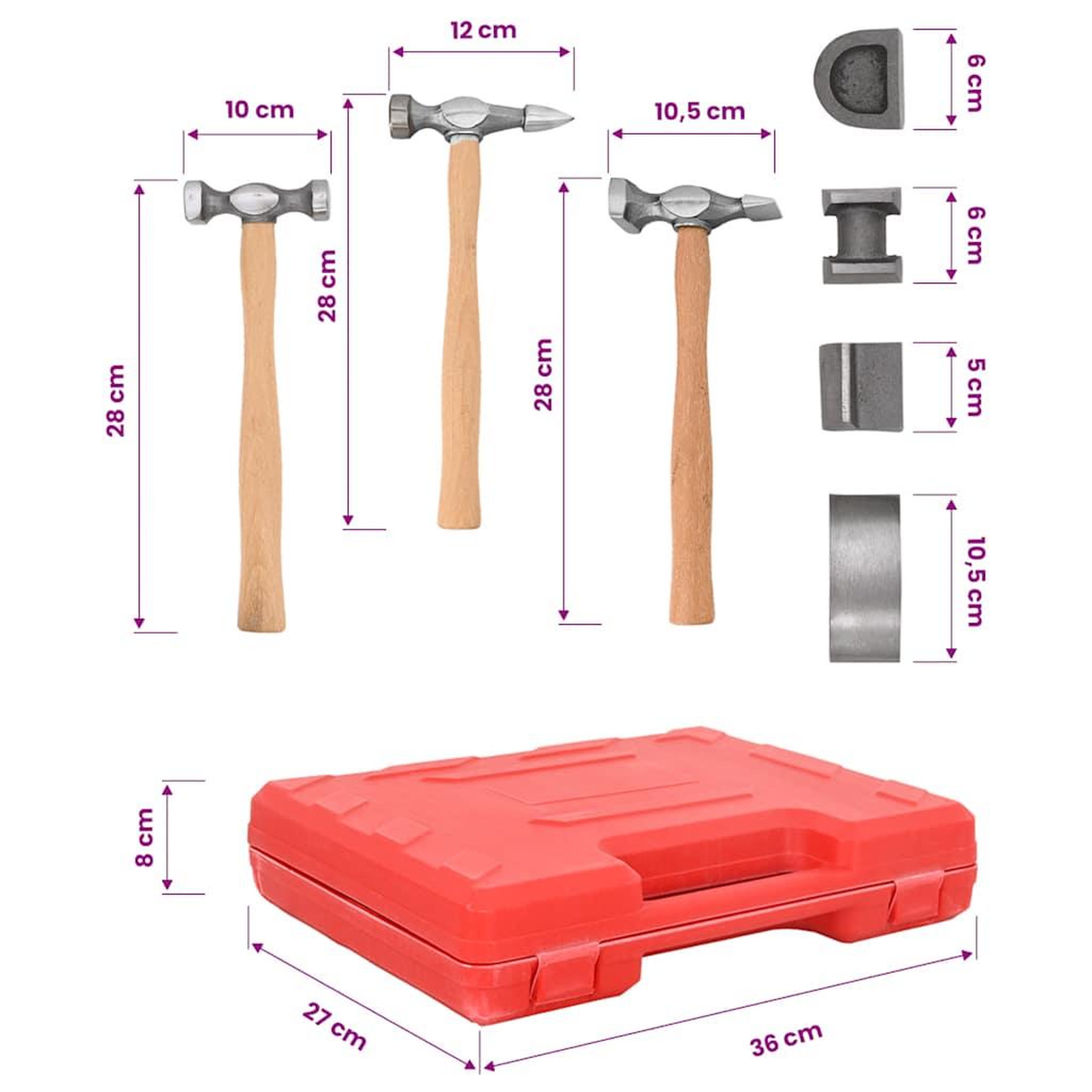 Voir la diapositive 6 : VIDAXL Kit de marteaux de carrosserie de voiture et de bosses 7 pcs
