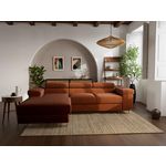 BEST MOBILIER Pablo - canapé d'angle gauche - 6 places - convertible avec coffre et têtières réglables - en velours côtelé. Coloris disponibles : Vert, Beige, Bleu, Orange, Gris, Noir