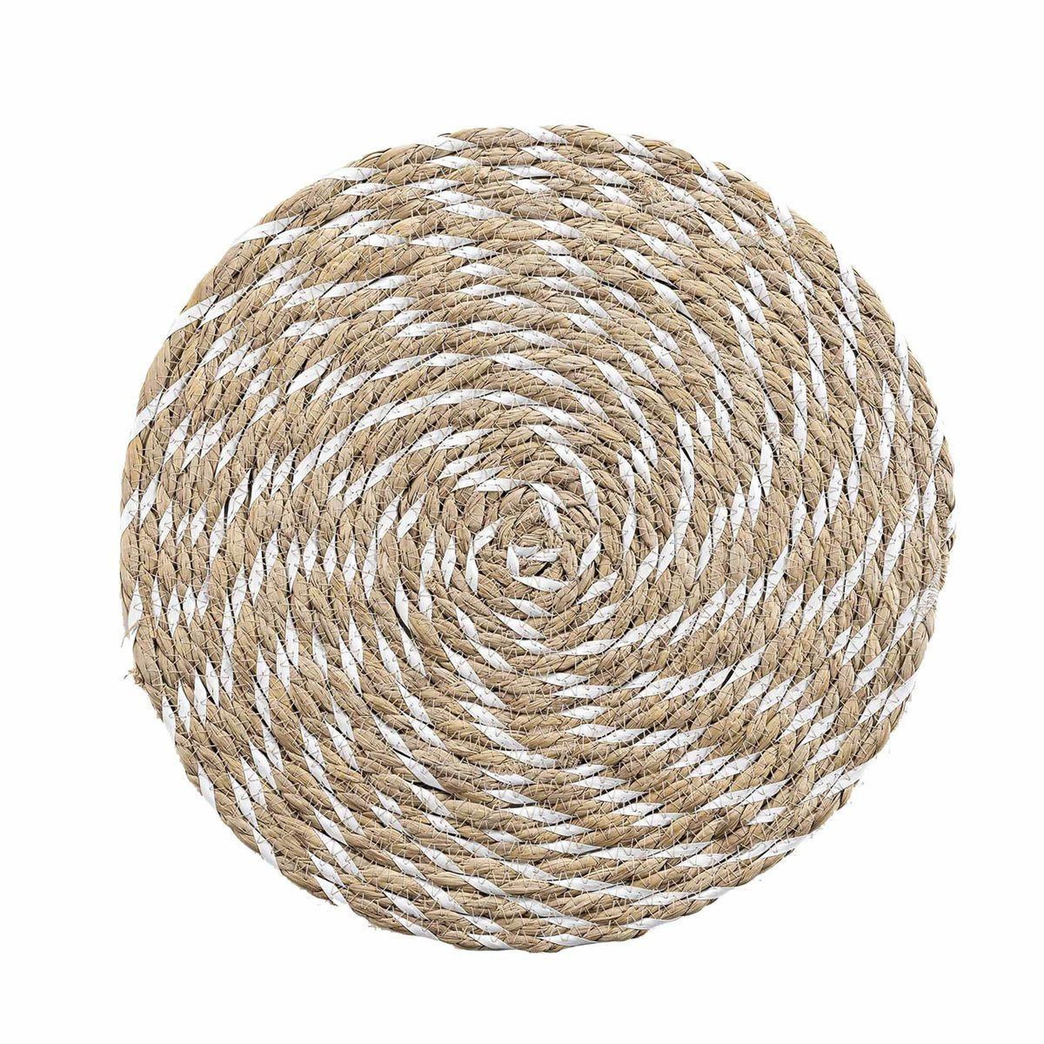 Douceur d'Intérieur Set de table rond en paille  nala  38cm naturel & blanc