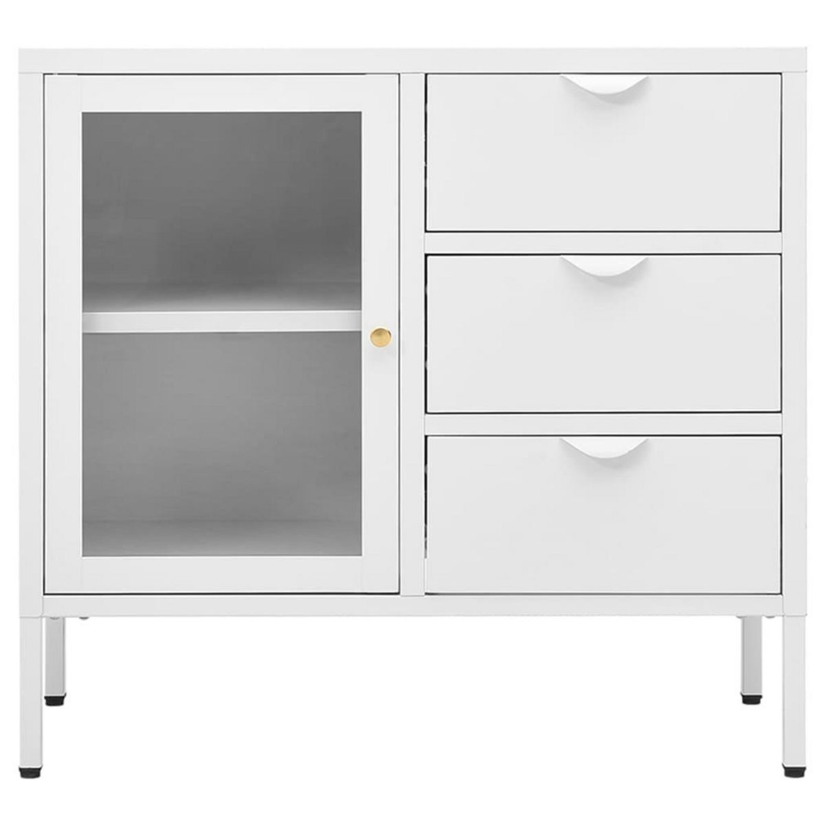 VIDAXL Buffet Blanc 75x35x70 cm Acier et verre trempe
