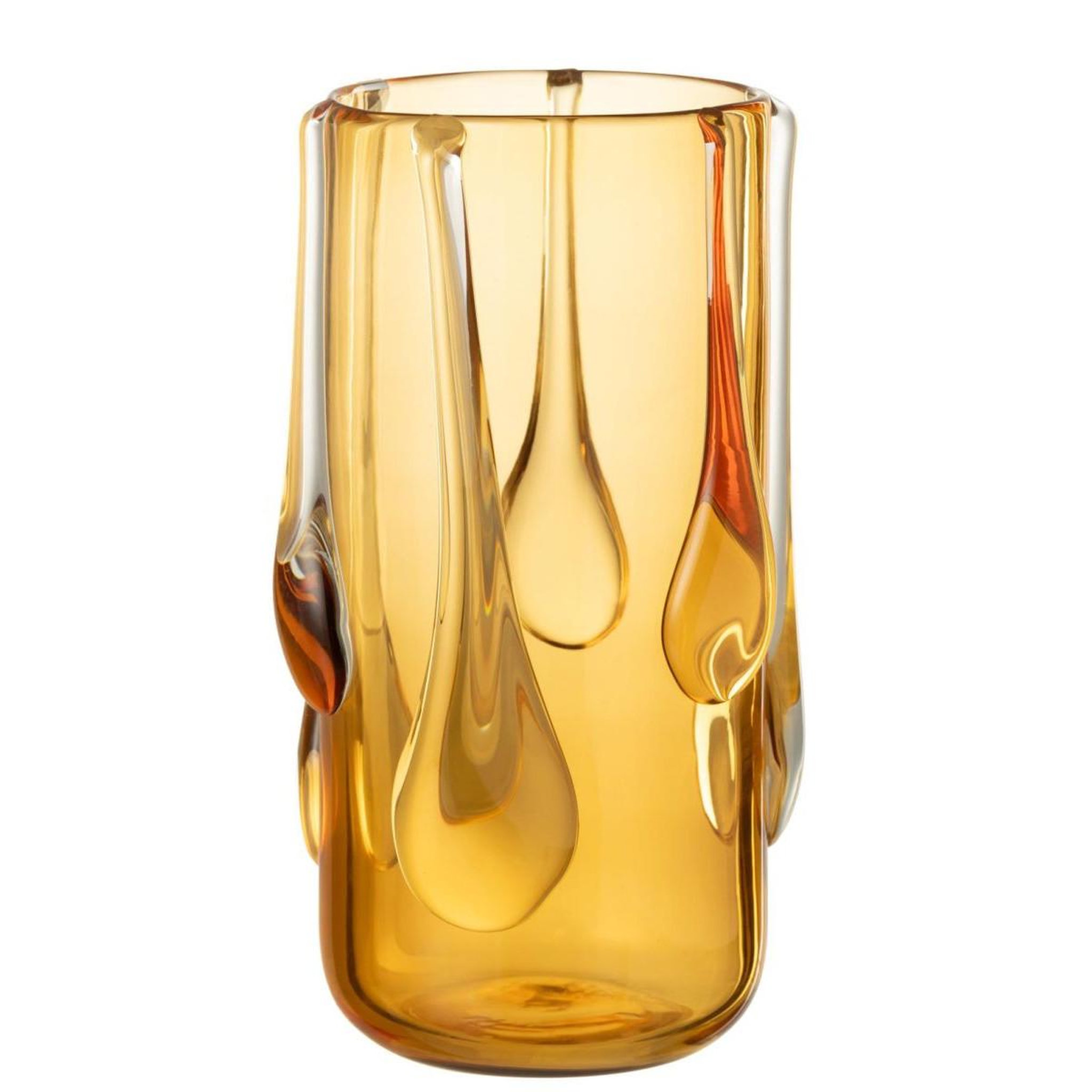 J-LINE Vase design en verre  drippy  33cm ambre