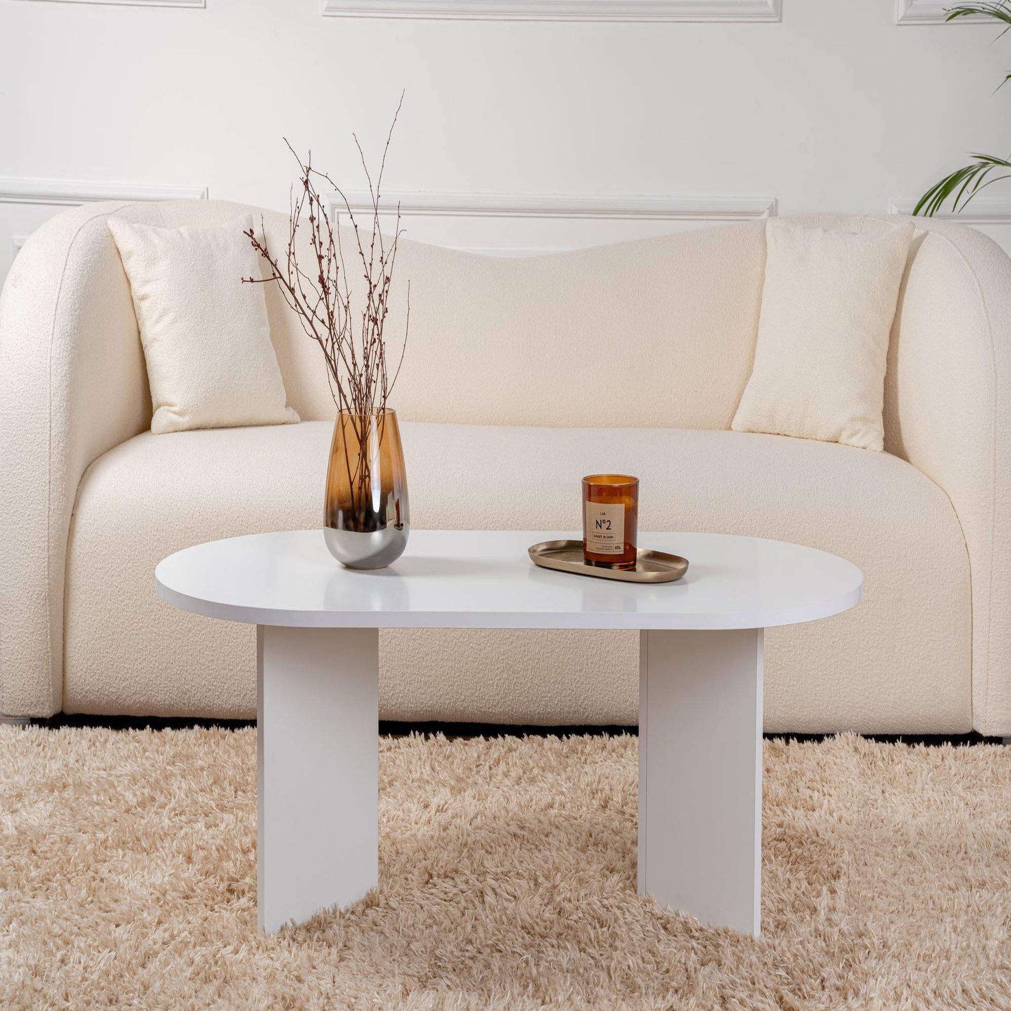 Voir la diapositive 3 : Habitat et Jardin Table basse en bois  sable  - 60 x 119 x 40 cm - blanc