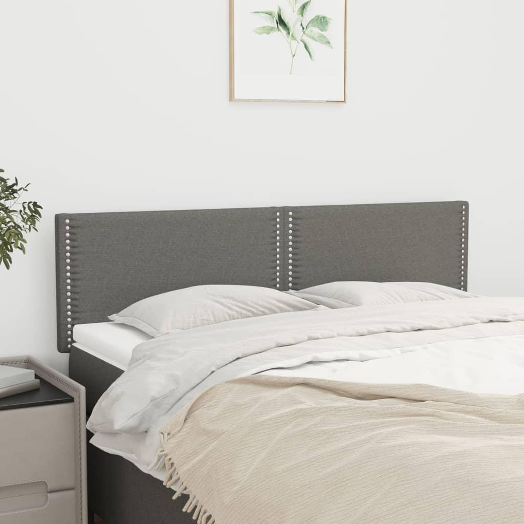 Voir la diapositive 1 : VIDAXL Tetes de lit 2 pcs Gris fonce 72x5x78/88 cm Tissu