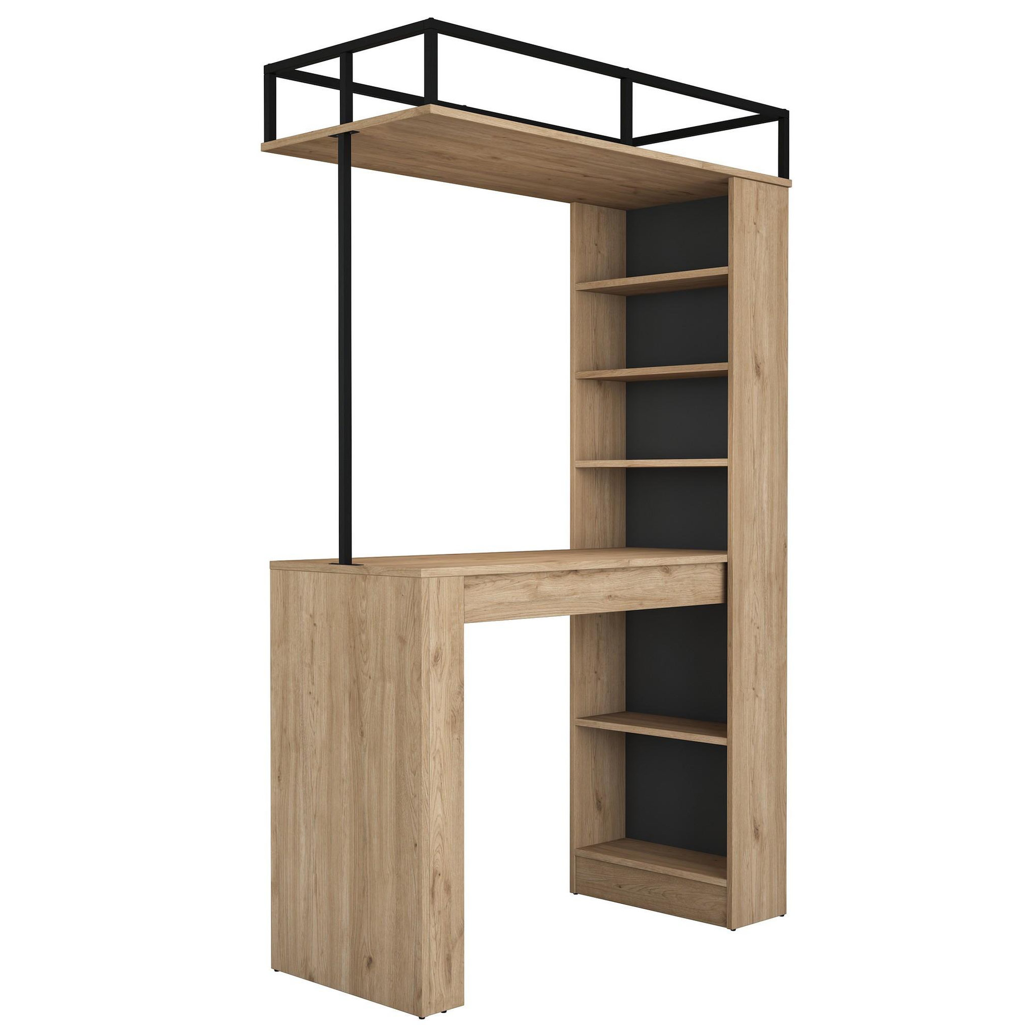 Habitat et Jardin Table de repas avec étagères en bois  jacob  - 120 x 56 x 199 cm - marron