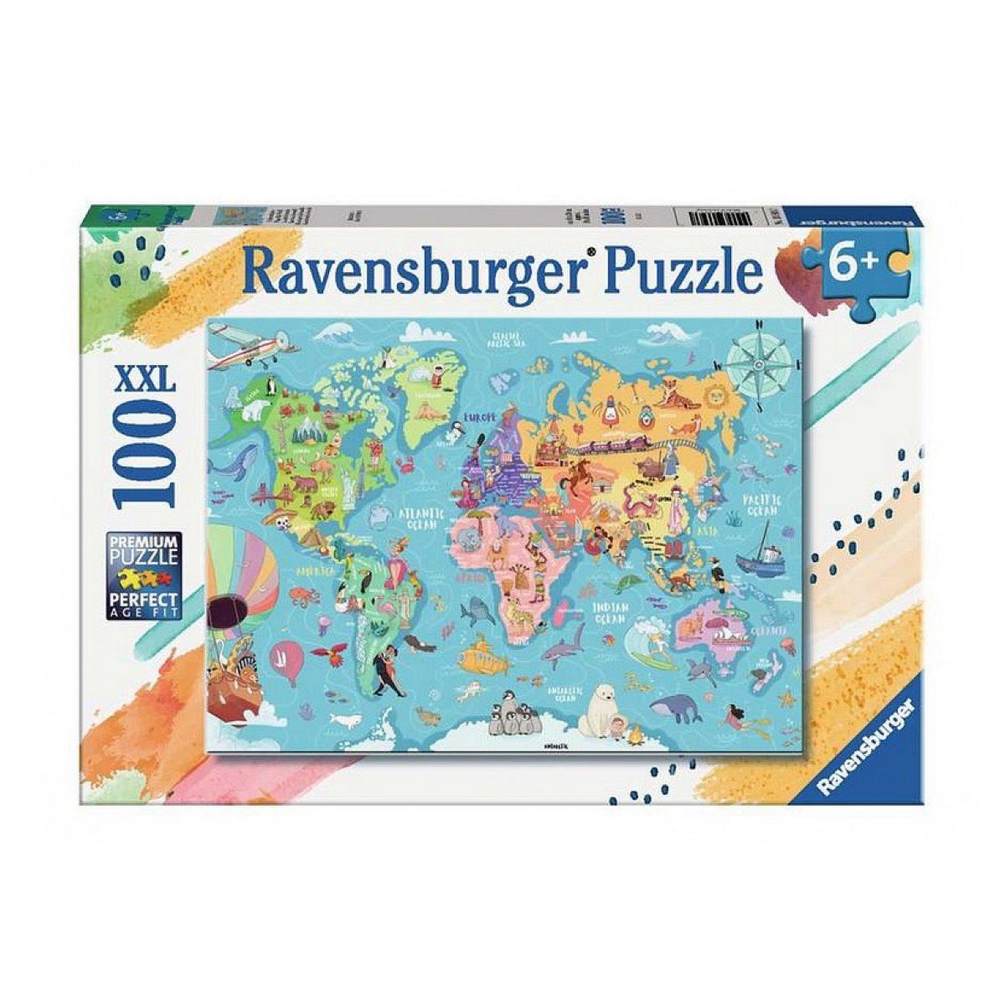 RAVENSBURGER Puzzle la carte du monde - 100 pcs xxl