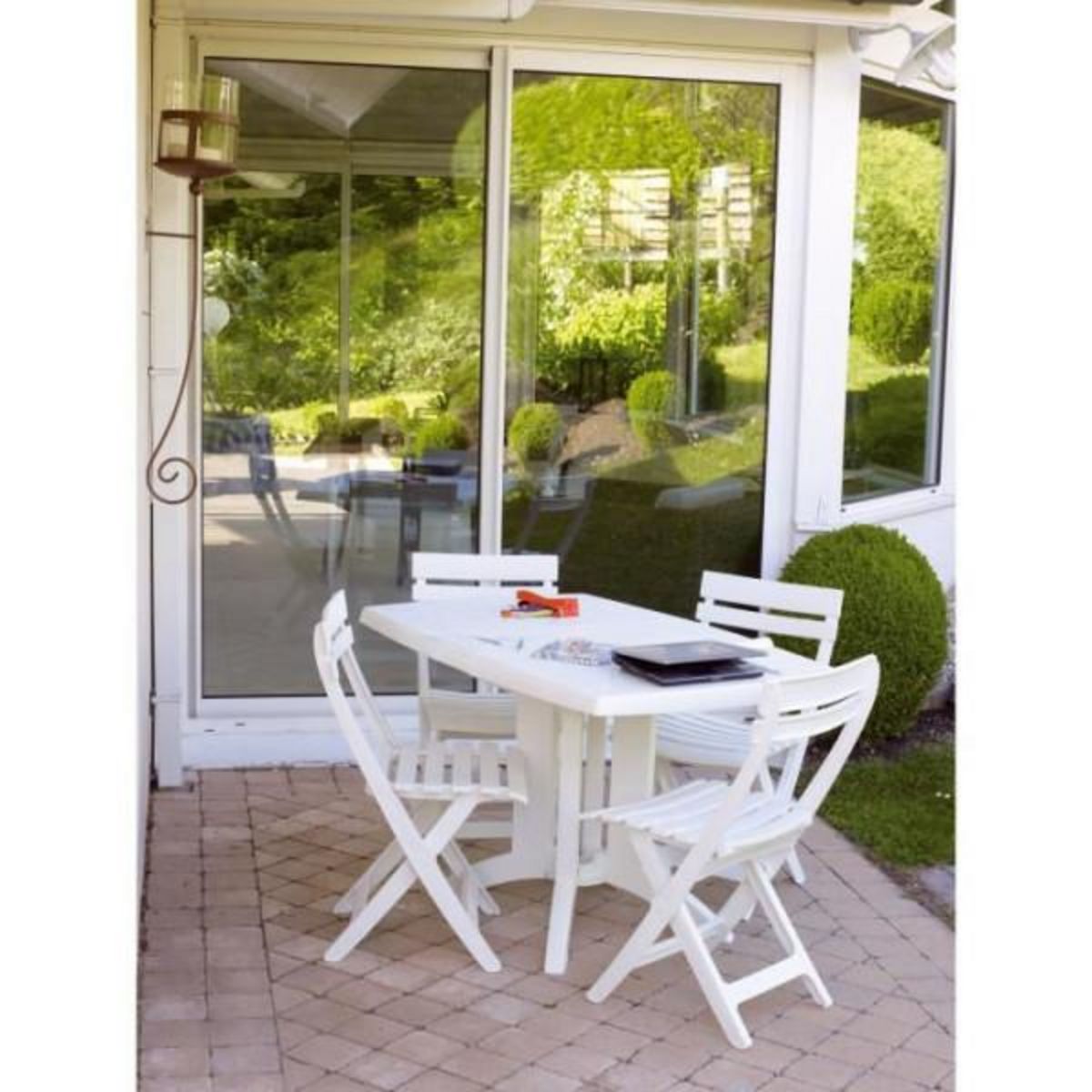 GRILL ME Chaise pliante Miami - GROSFILLEX - Blanc - Résistante aux intempéries et peu encombrante