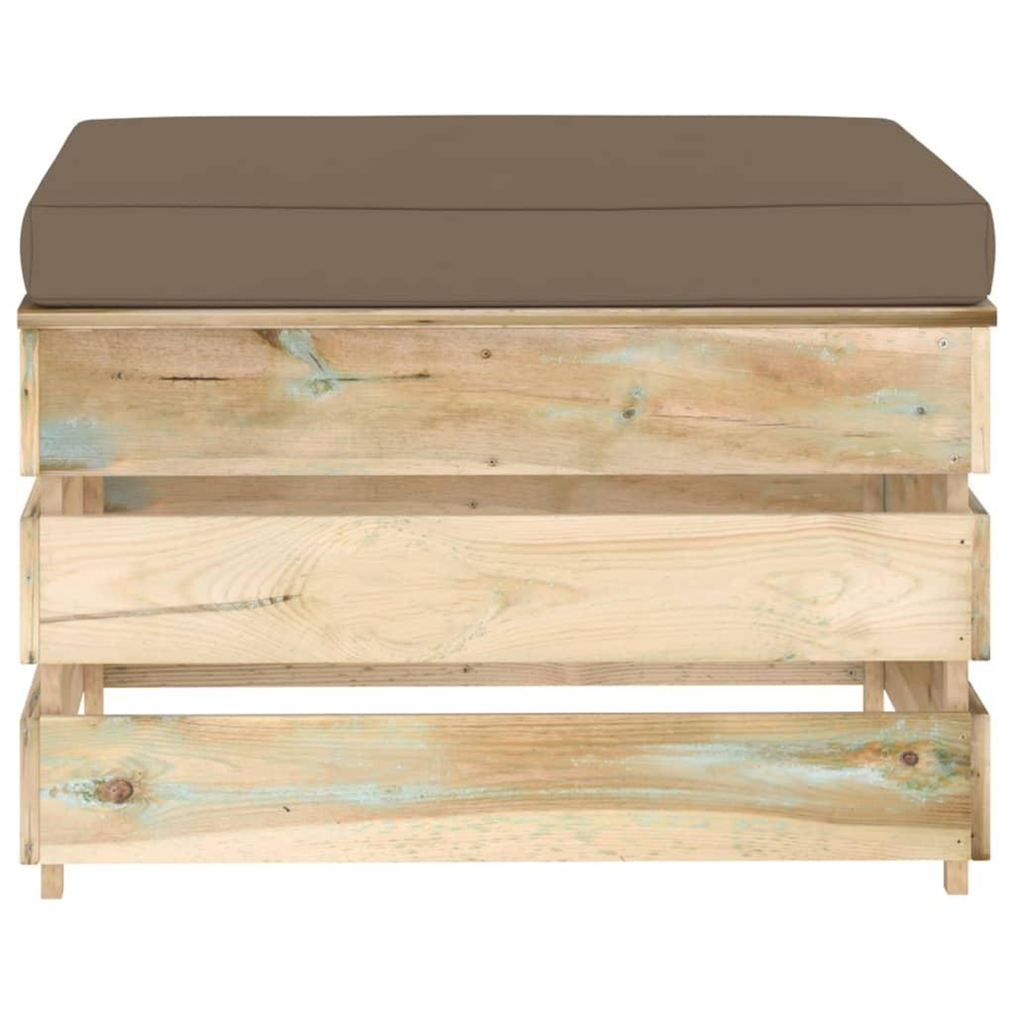 Voir la diapositive 2 : VIDAXL Pouf sectionnel avec coussin vert bois impregne