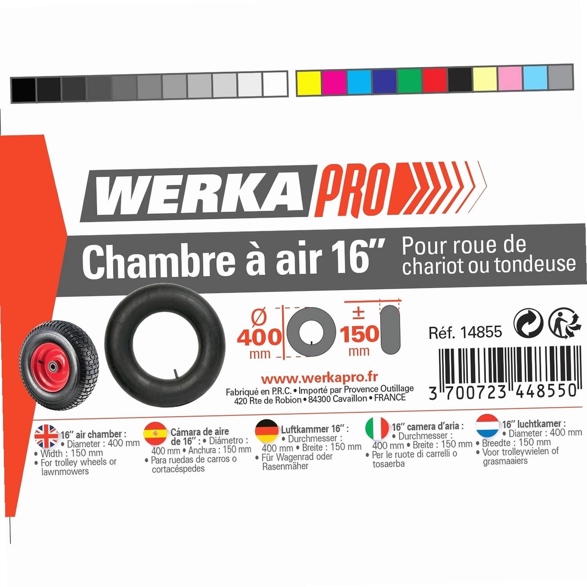Voir la diapositive 6 : WERKAPRO Chambre à air 16  Ø 400 x 150mm