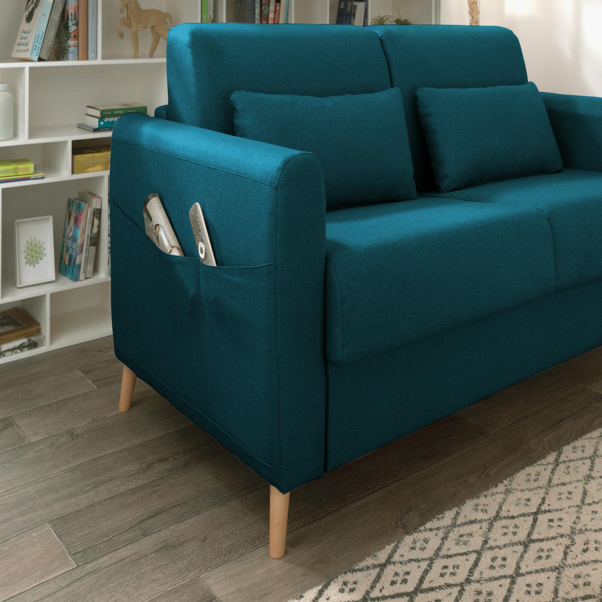 Voir la diapositive 5 : LISA DESIGN Timo - canapé 3 places convertible express couchage quotidien 140 cm matelas 12 cm en tissu