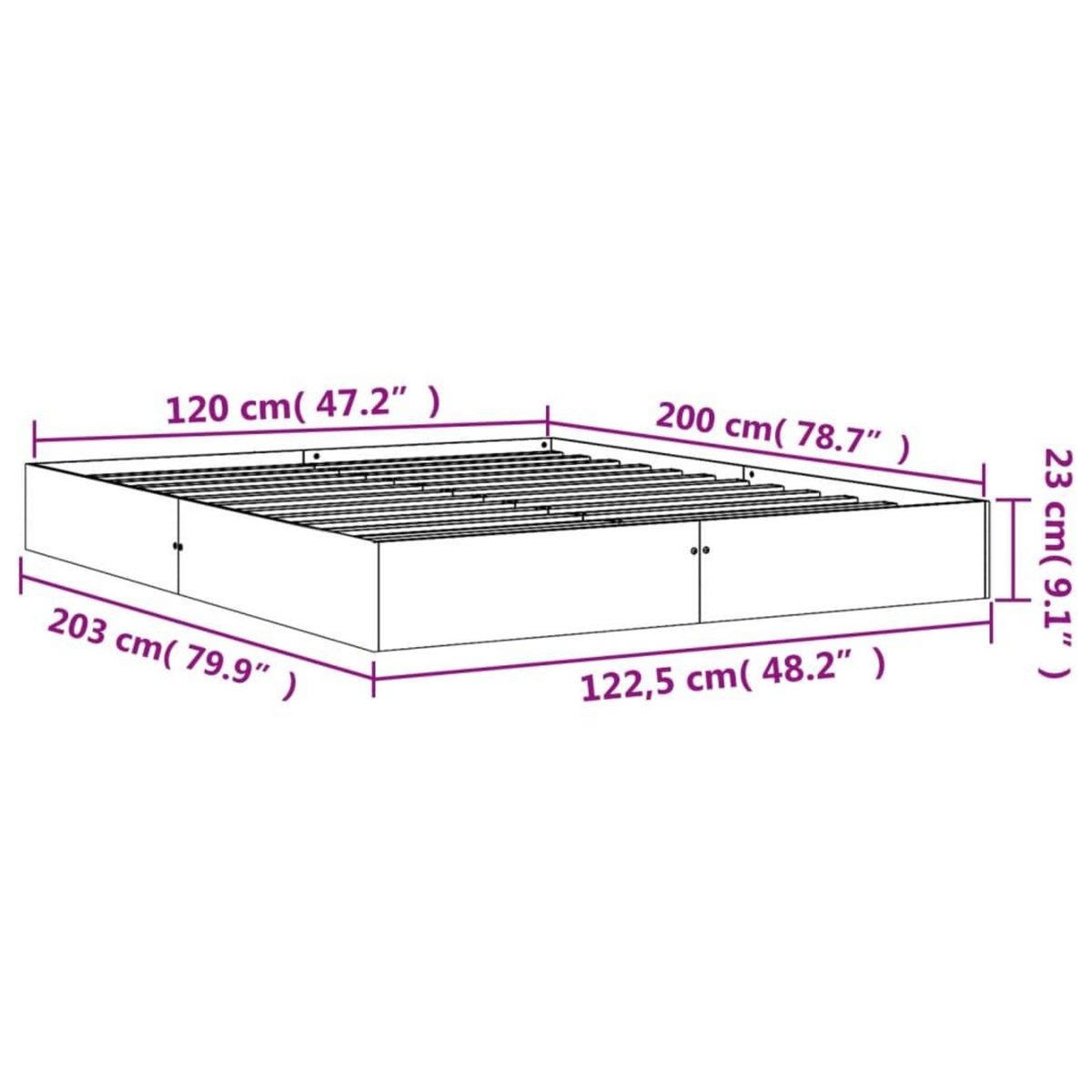 VIDAXL Cadre de lit sans matelas cire marron 120x200cm bois pin massif