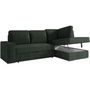 Voir la diapositive 4 : LOUNGITUDE Canapé d'angle droit 3 places convertible ADEN avec coffre en velours côtelé - Vert foncé - L246 x P174 x H96cm - LOUNGITUDE