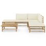 Voir la diapositive 2 : VIDAXL Salon de jardin 6 pcs avec coussins blanc creme bambou