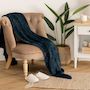 Voir la diapositive 4 : ATMOSPHERA Grand plaid en flanelle uni - 180x130 cm - Bleu foncé