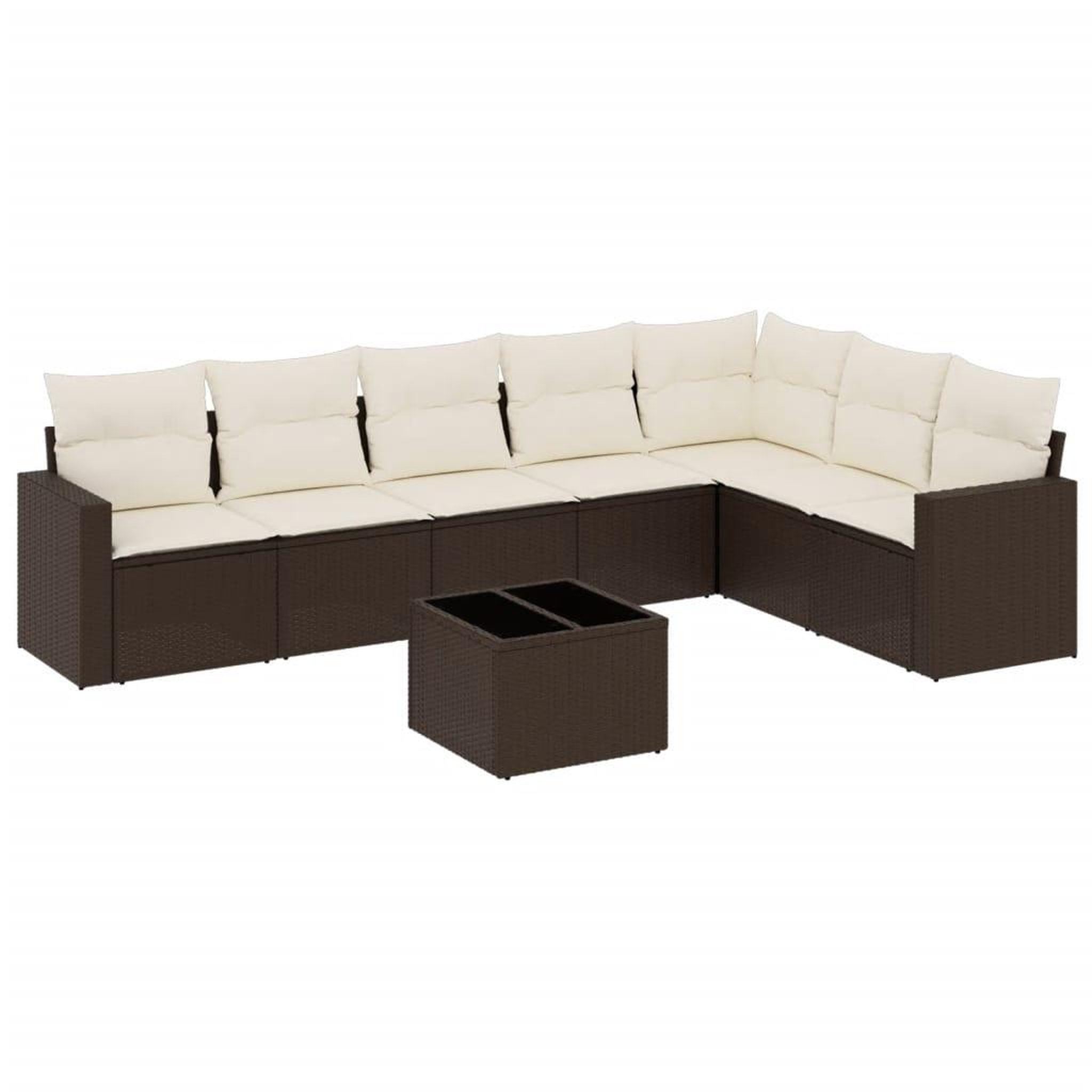 Voir la diapositive 2 : VIDAXL Salon de jardin 8 pcs avec coussins marron resine tressee