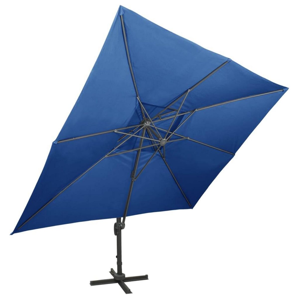 VIDAXL Parasol de jardin en porte-a-faux avec double toit bleu azure